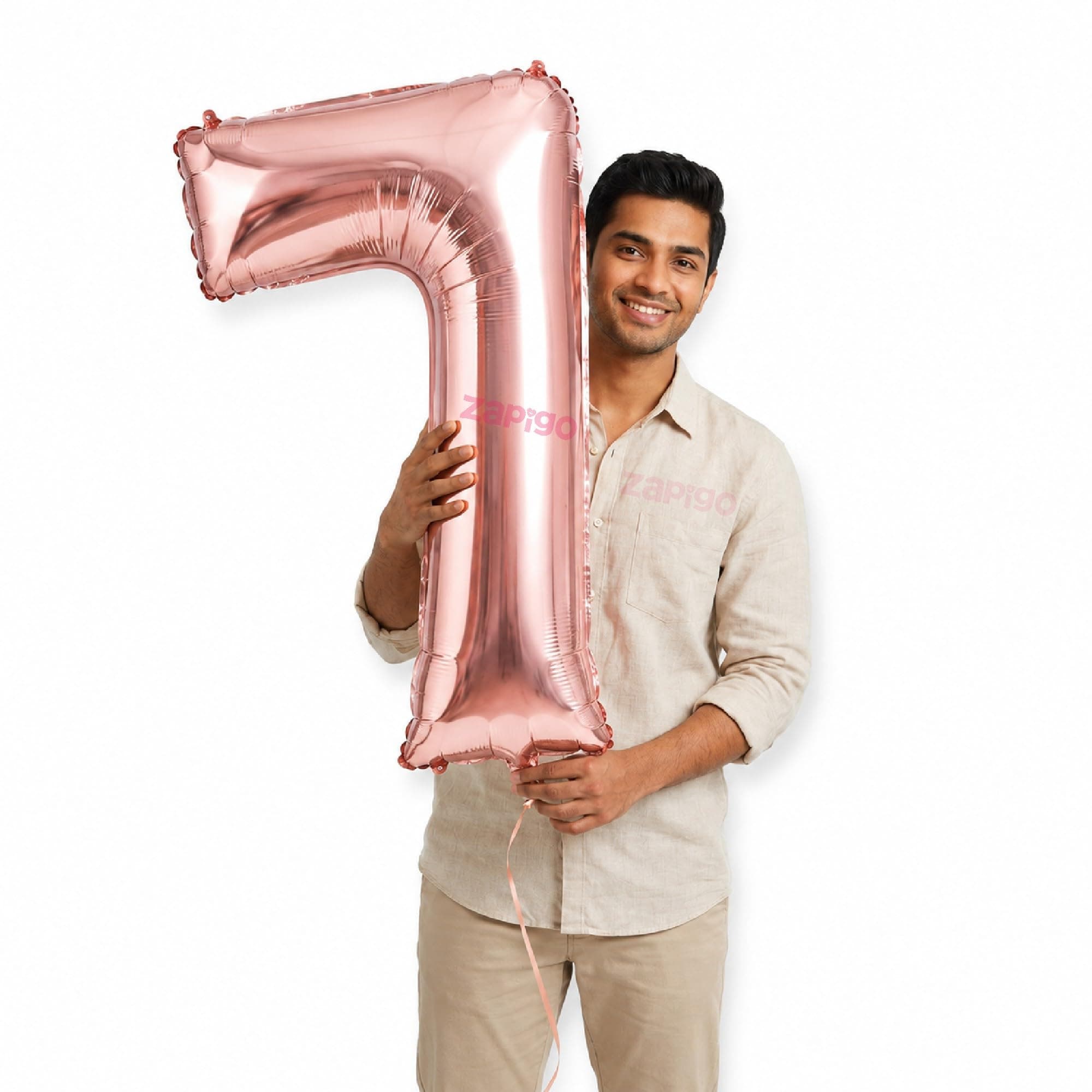 Balloonistics Rose Gold 40-Inch Foil Number 7 Balloon - Helium or Air Fill for 7th Birthday, Anniversary, New Year Party Decoration, Photo Booth Backdrop, Cake Table Decor thumbnail 1