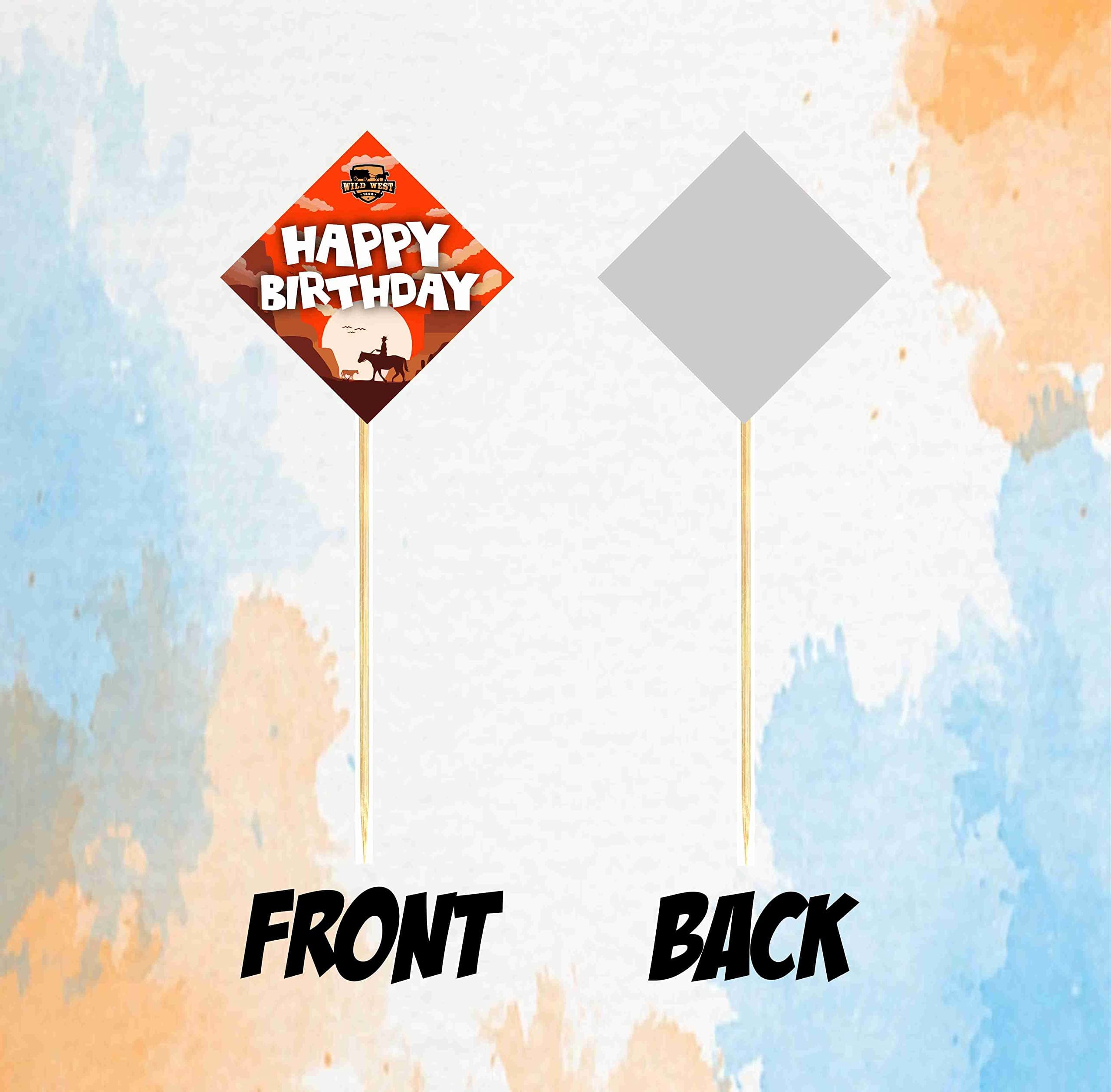 Balloonistics Cowboy Theme Happy Birthday Cake Toppers -Western Outlaw Birthday Decorations - Premium Cardstock Double-Sided Sheriff Badge & Boot Picks (Cake Topper-Pack of 10) thumbnail 4
