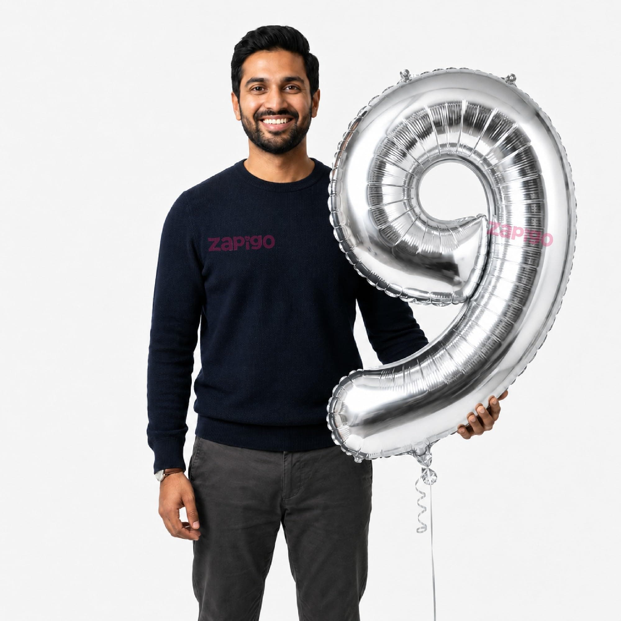 Balloonistics Silver 40-Inch Foil Number 9 Balloon - Helium or Air Fill for 9th Birthday, Anniversary, New Year Party Decoration, Photo Booth Backdrop, Cake Table Decor thumbnail 1