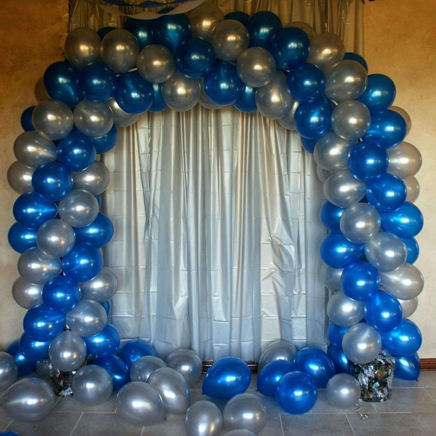 Balloonistics Metallic HD Toy Balloons – Blue & Silver Latex Balloons for Birthday, Baby Shower & Party Decorations – Pack of 100 thumbnail 2