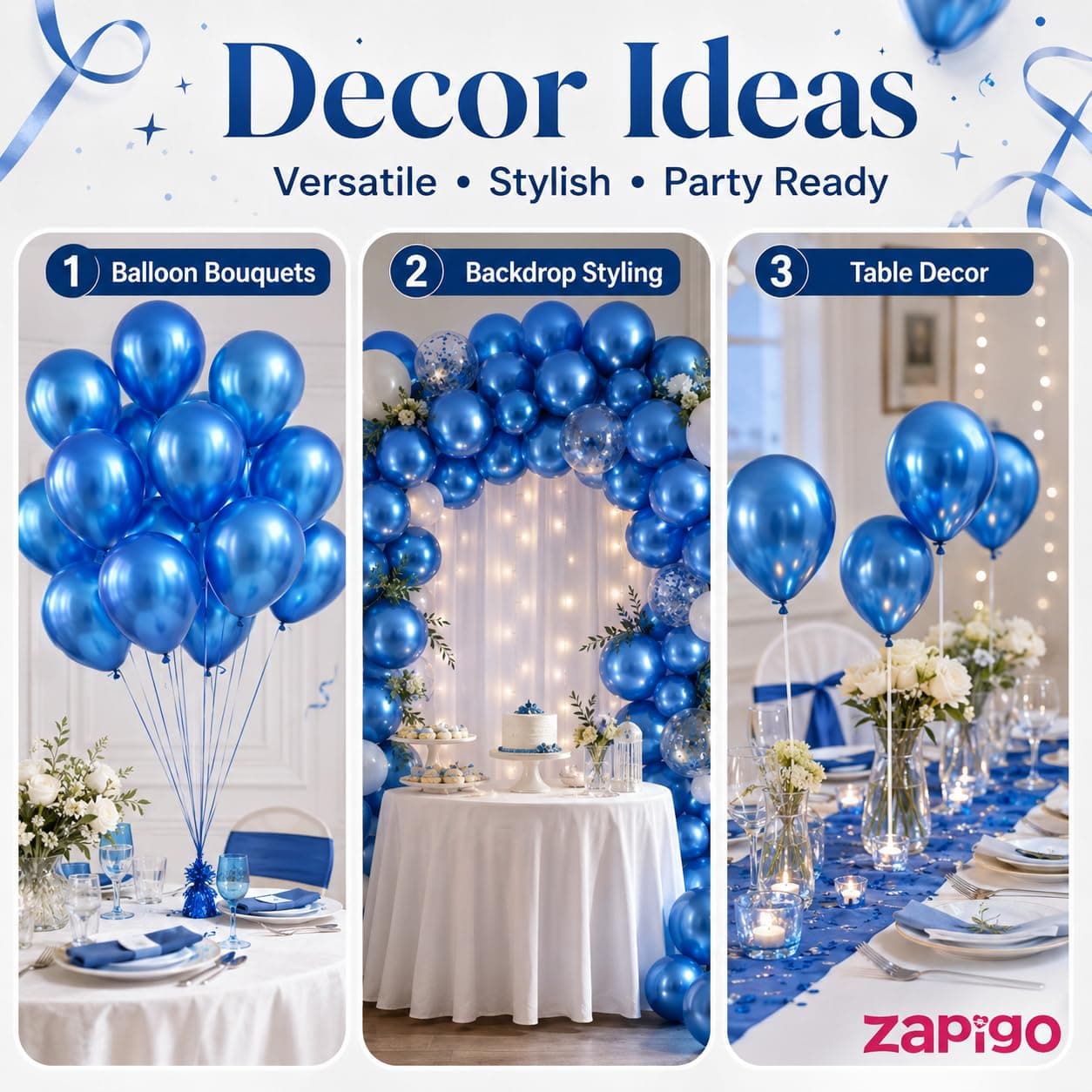 Balloonistics 10 Inch HD Metallic Shiny Balloons for Birthday Decoration, Decoration for Weddings, Engagement, Baby Shower, 1st Birthday, Anniversary, Birthday Party (Pack Of 50) (Blue) thumbnail 5