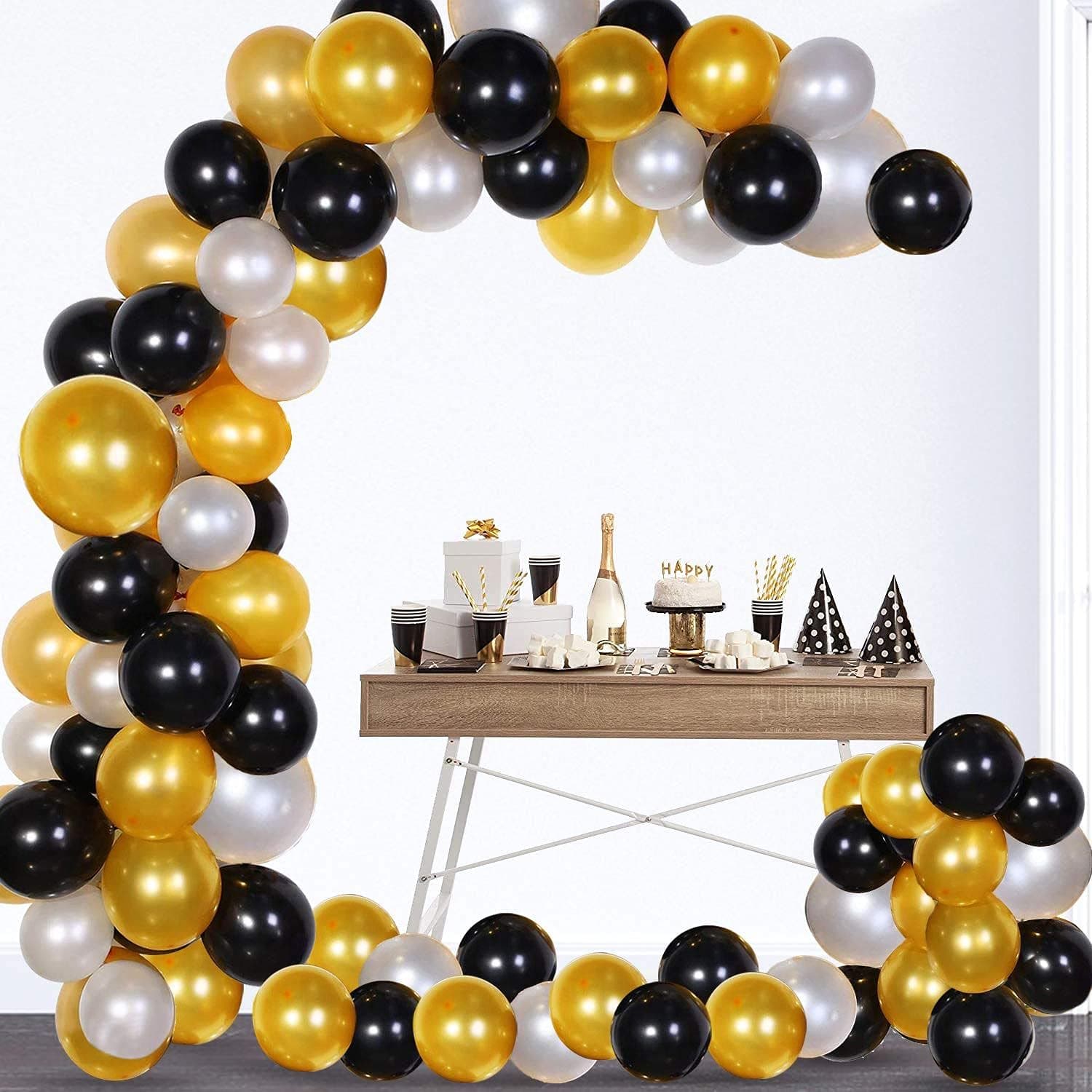 Balloonistics Black Happy Birthday Decoration Kit – Balloons, Banner & Party Supplies for Stylish Black Theme Birthday Celebration thumbnail 3