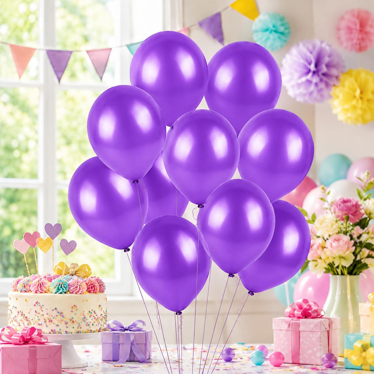 Balloonistics 10 Inch (Pack Of 50) Balloons for Birthday Decoration, Decoration for Weddings, Engagement, Baby Shower, 1st Birthday, Anniversary Party, Birthday Party supplies (Purple) thumbnail 1