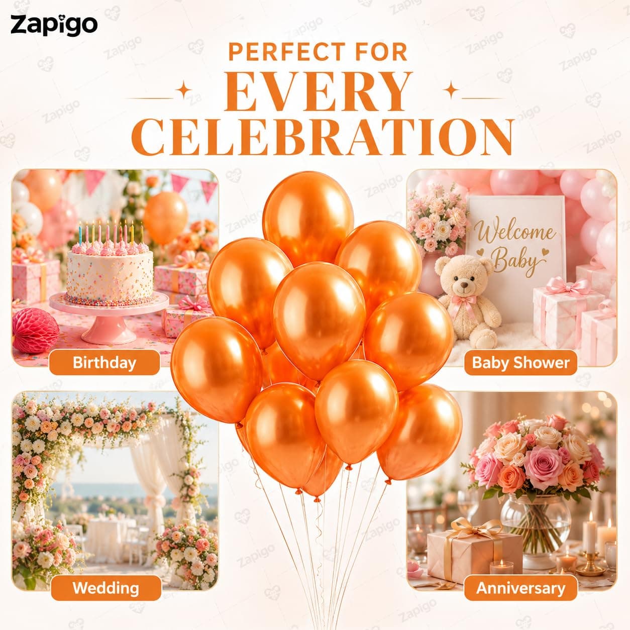 Balloonistics 10 Inch HD Metallic Shiny Balloons for Birthday Decoration, Decoration for Weddings, Engagement, Baby Shower, 1st Birthday, Anniversary, Birthday Party (Pack Of 50) (Orange) thumbnail 5