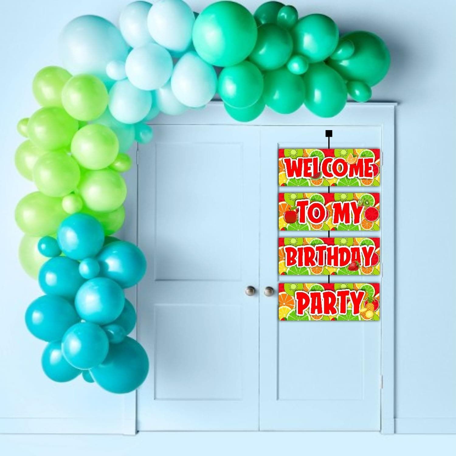 Balloonistics Fruit Theme Birthday Welcome Board (2.3 Feet) - Large "Tutti Frutti" Entrance Sign for Kids & Summer Parties - Premium Cardstock "One-in-a-Melon" Party Decor with Ribbons for Indoor & Outdoor Use (Welcome Outdoor Board) thumbnail 3