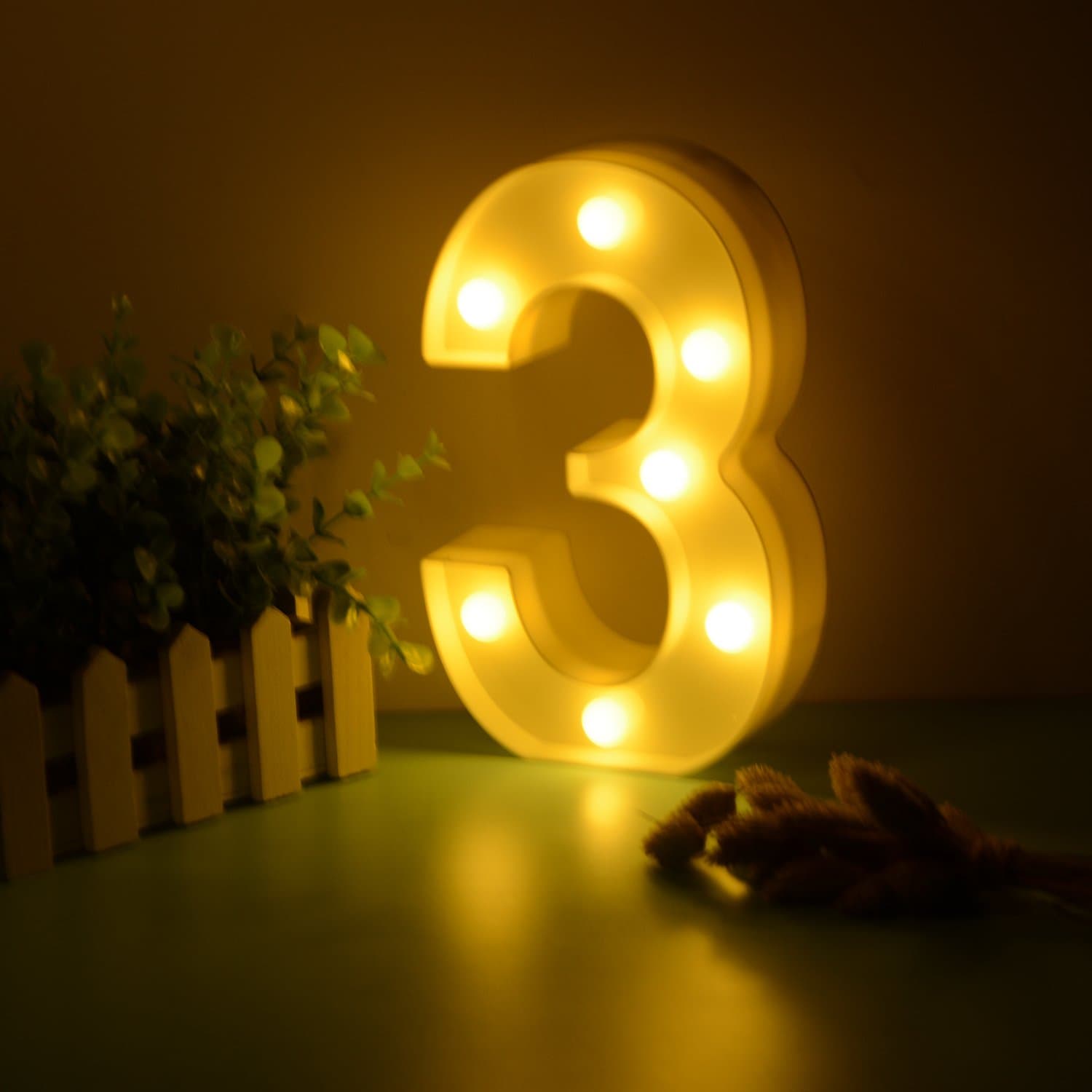 Balloonistics LED Marquee Number 3 Light - 9-Inch Cordless Battery-Operated Warm White Light Up Number Sign for 3rd Birthday, Anniversary, Wedding, Party Decoration, Photo Booth Backdrop thumbnail 1