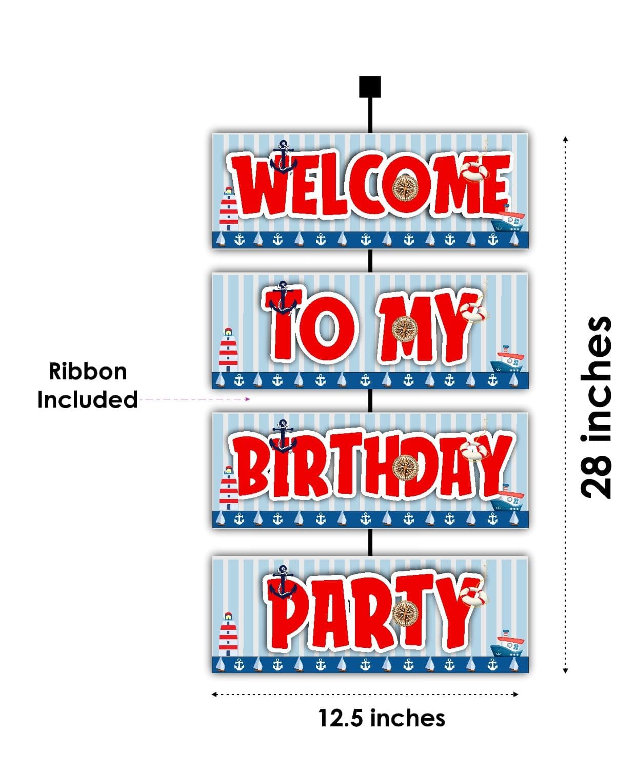 Balloonistics Sailor Outdoor Welcome Board – 2.3ft Vertical Corrugated Party Sign – Multi-Panel Entrance Display for Birthdays, Weddings & Outdoor Events thumbnail 2