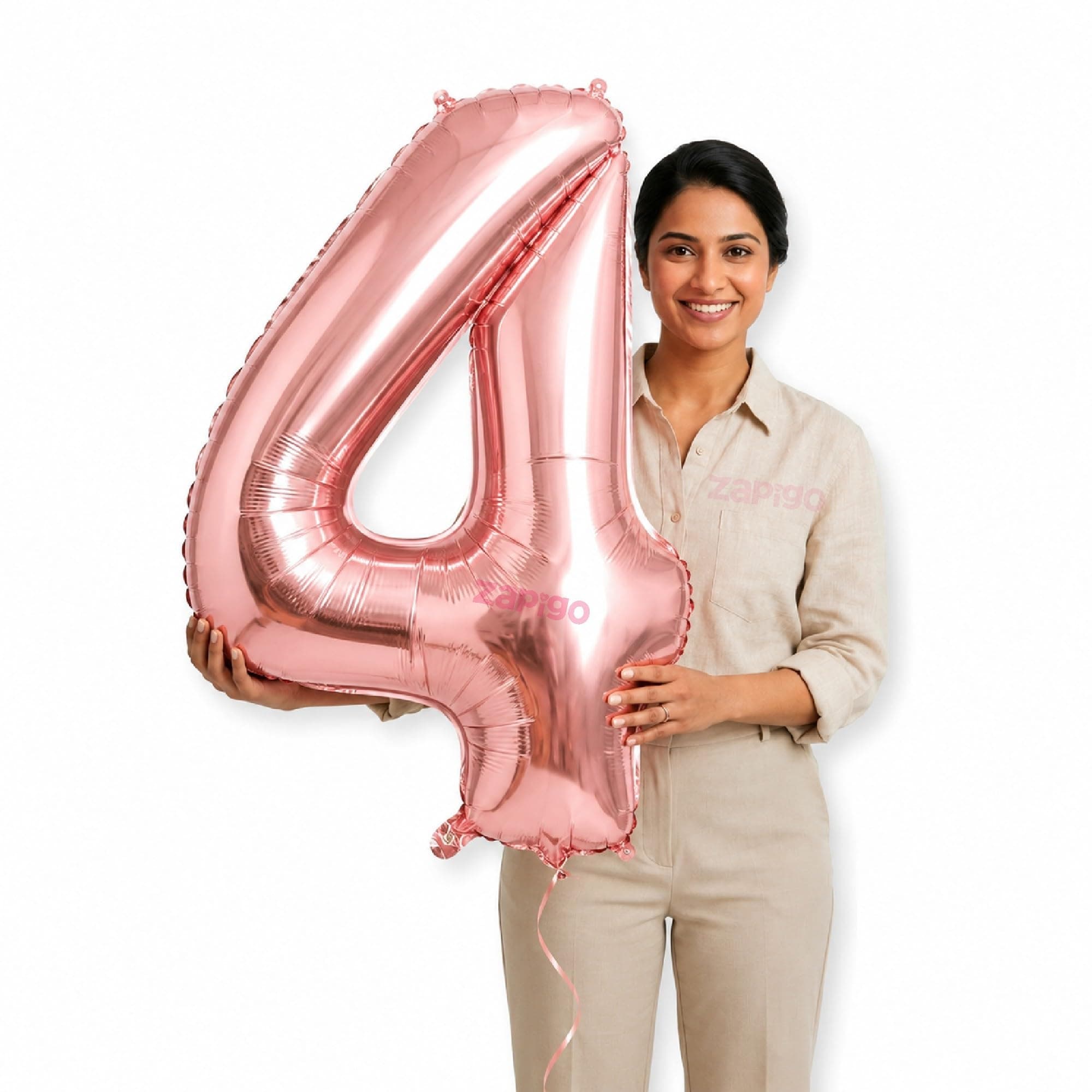 Balloonistics Rose Gold 40-Inch Foil Number 4 Balloon - Helium or Air Fill for 4th Birthday, Anniversary, New Year Party Decoration, Photo Booth Backdrop, Cake Table Decor thumbnail 1