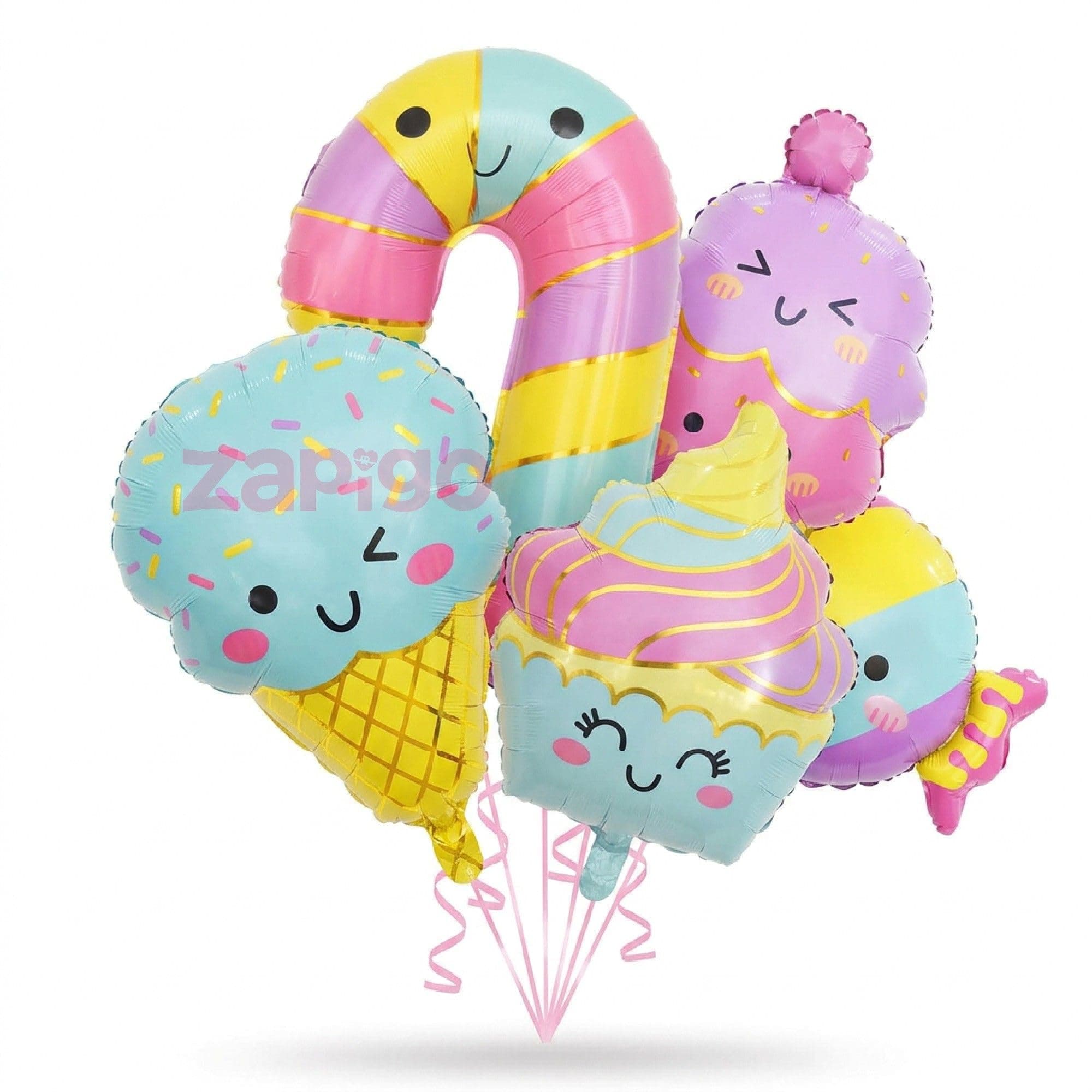 Balloonistics Sweet Tooth Candy Theme Happy Birthday Balloon Bouquet Pack Of 5 thumbnail 1