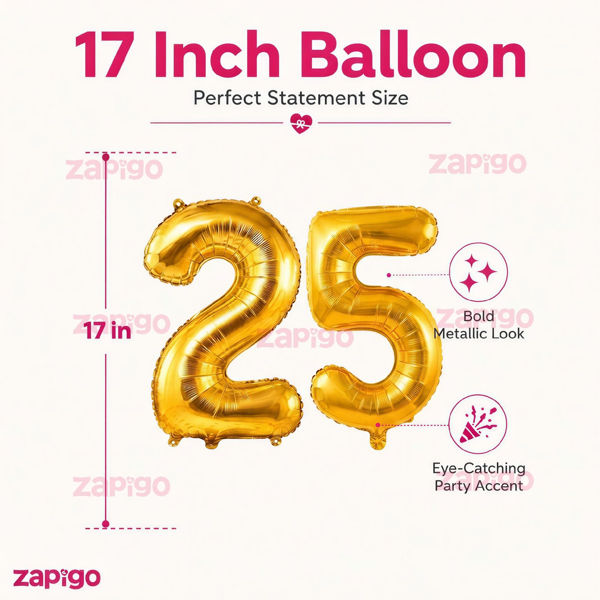 Balloonistics Gold 16-Inch Foil Number 25 Balloon - Fill with Helium or Air for 25th Birthday, Silver Jubilee, Anniversary Party Decoration, Photo Booth Backdrop thumbnail 3