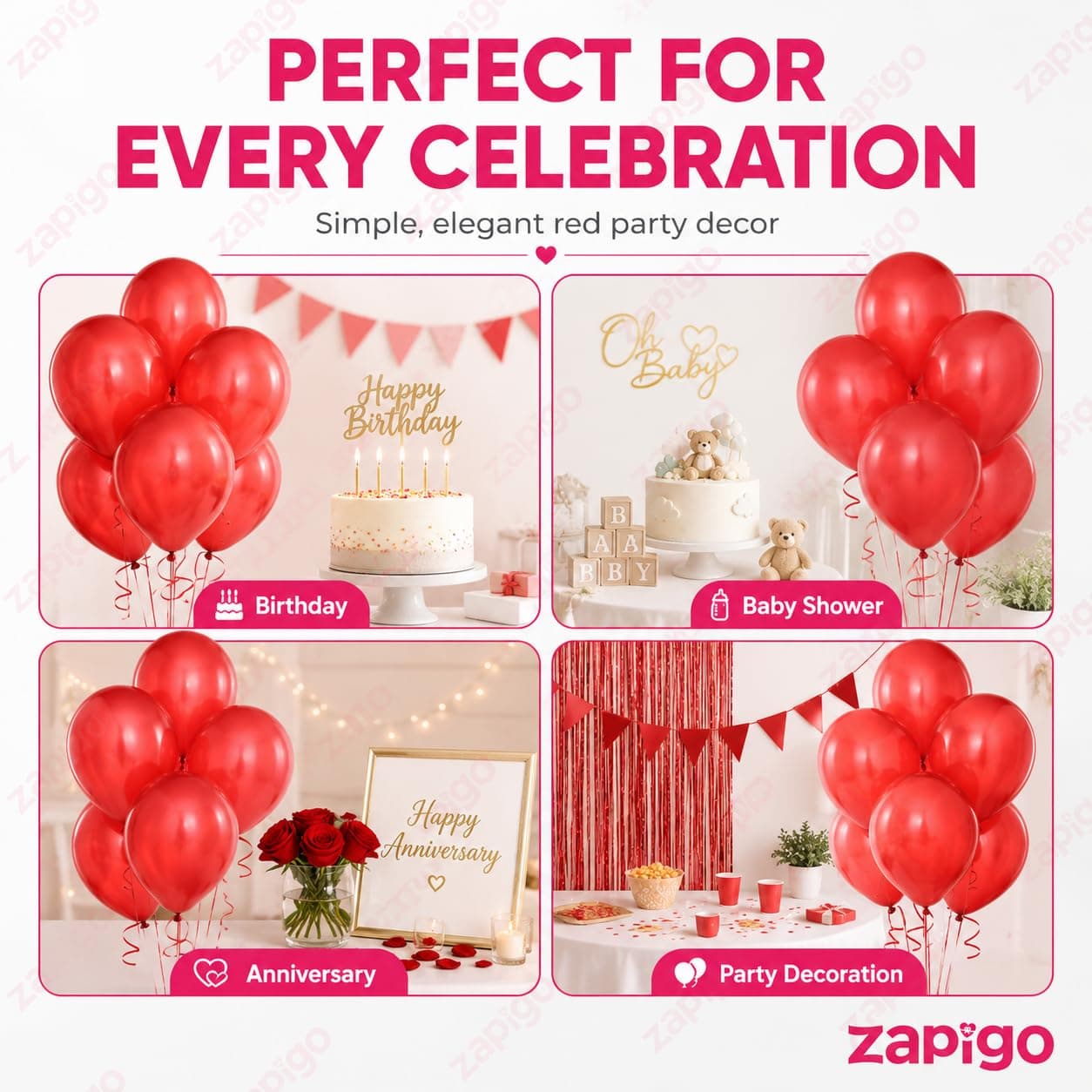 Balloonistics 50-Pack Metallic Red Shiny Latex Balloons – HD Red Balloons for Birthday, Valentine’s Day, Christmas & Vibrant Party Decoration thumbnail 5