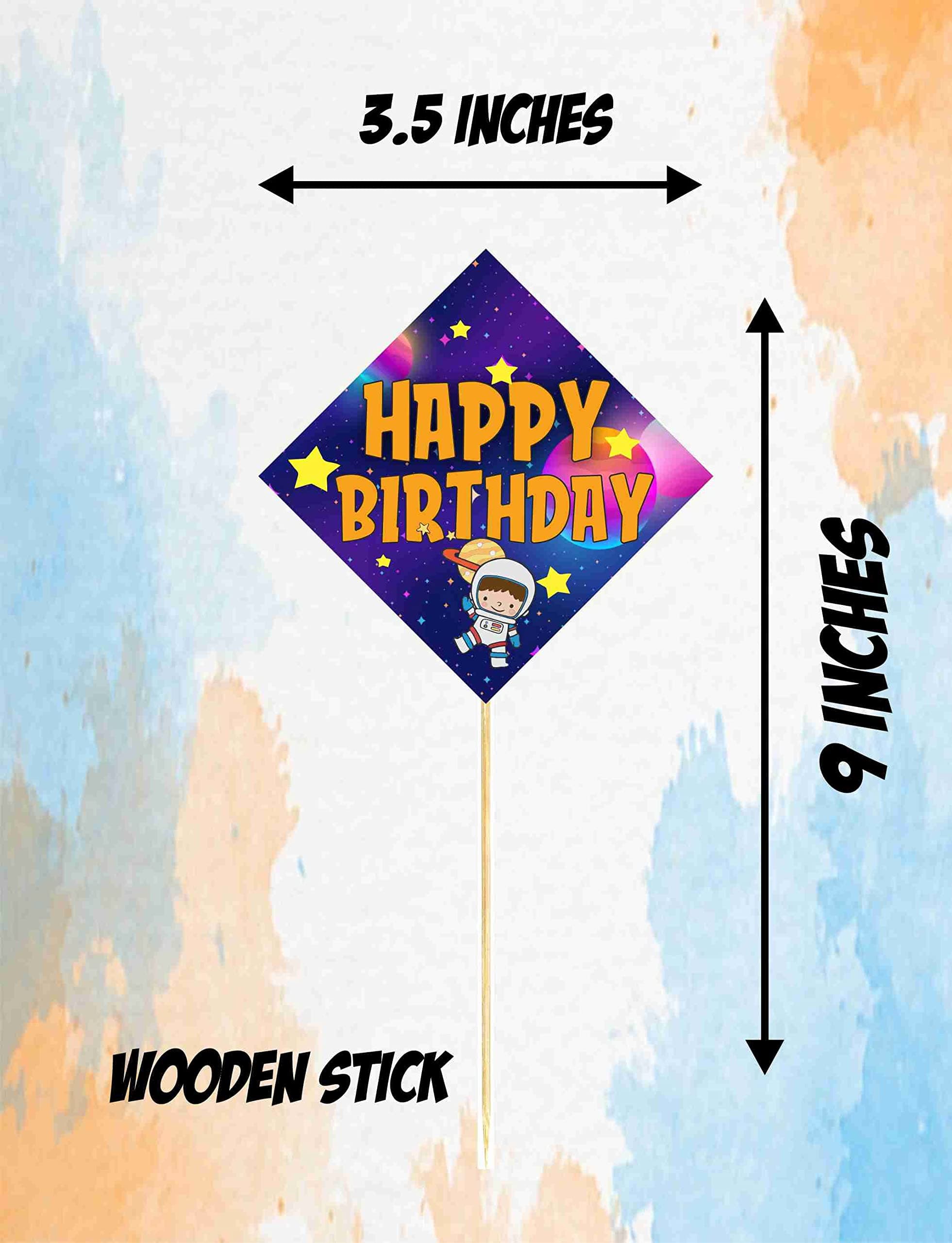 Balloonistics Space Theme Cake Topper Premium Cardstock Double-Sided Cake Decorations with Bamboo Sticks Party Supplies for Kids (Cake Topper - Pack of 10) thumbnail 3