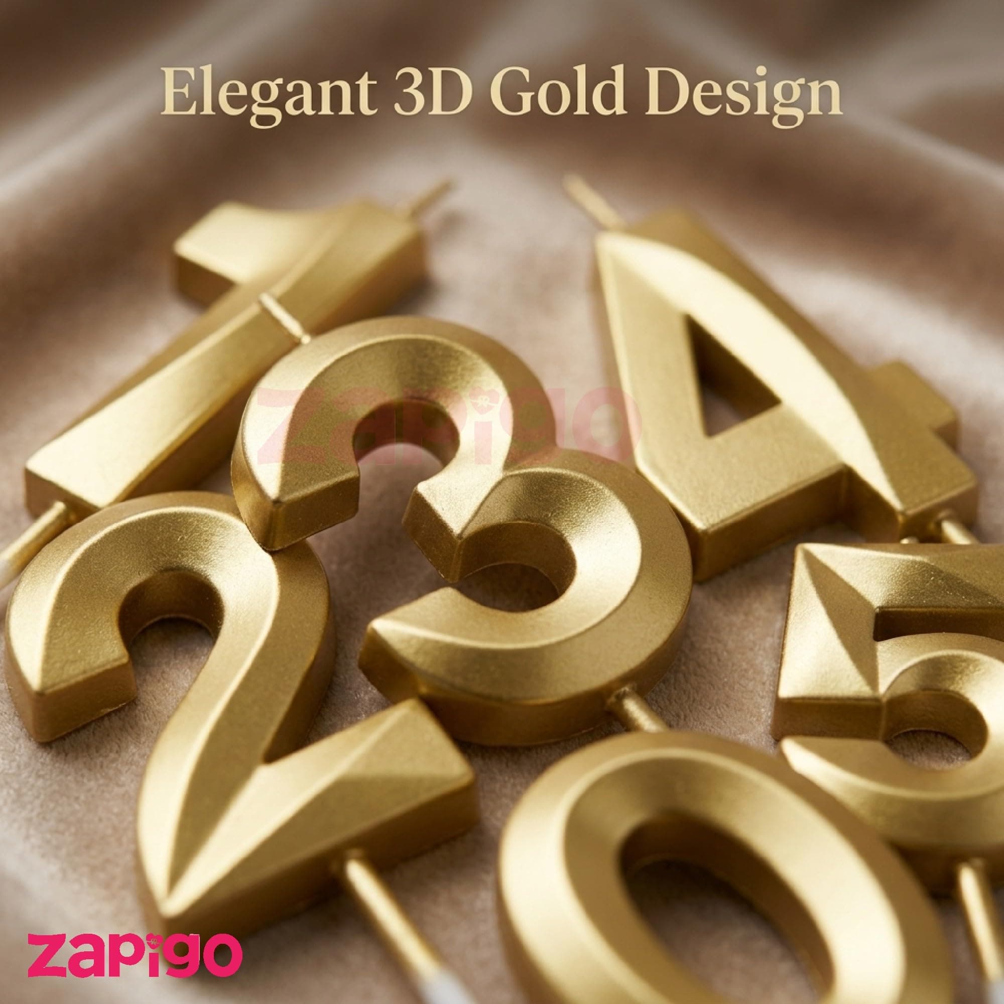 Balloonistics Gold Metallic Number 0 Candle – 3D Golden Birthday Cake Topper for Milestone & Anniversary Celebrations thumbnail 4