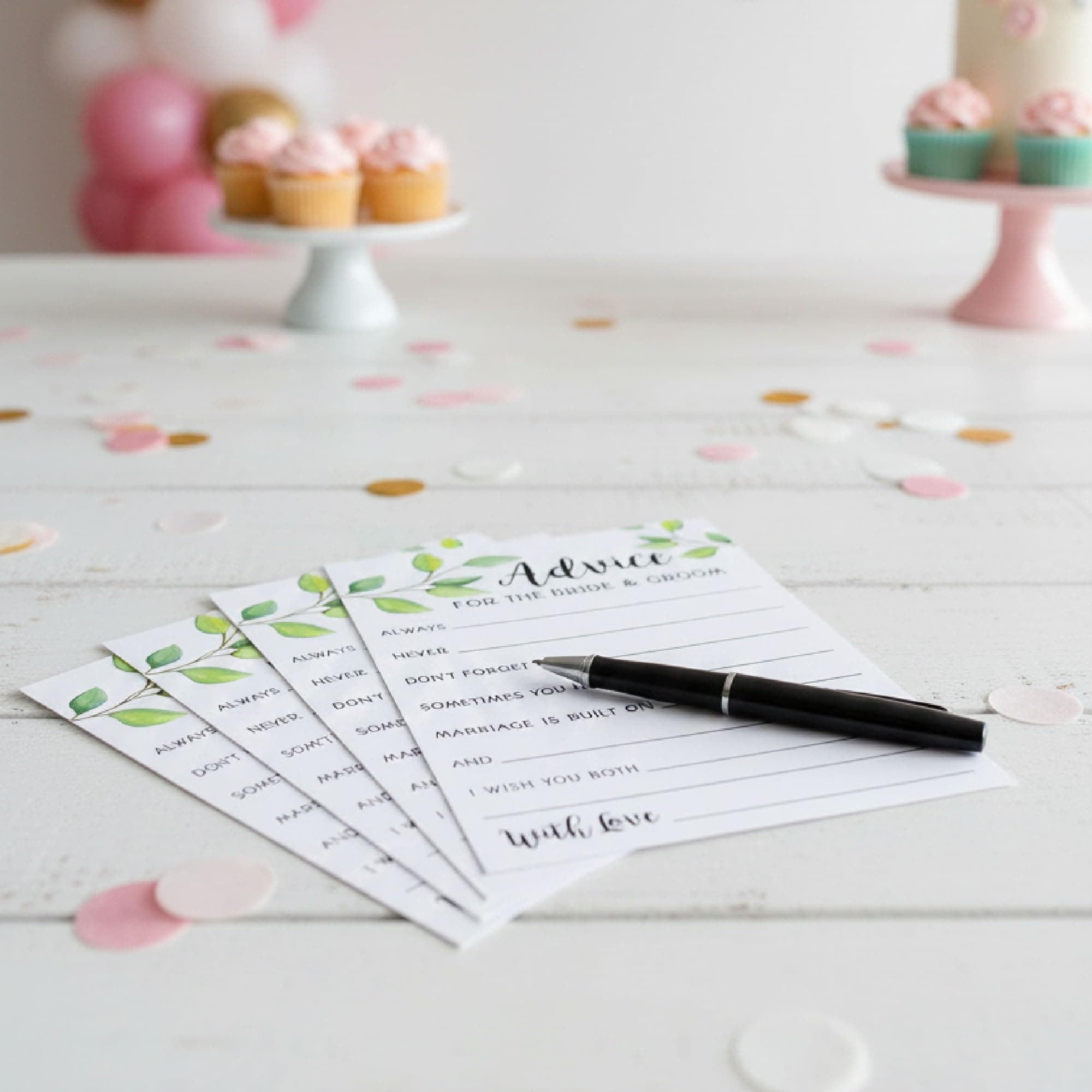 Balloonistics Wedding Advice & Wishes Cards – Pack of 20 – Elegant Botanical Greenery Design – Heartfelt Guest Activity for Bride and Groom – Premium 4x6 Inch Cardstock Engagement & Reception Supplies thumbnail 8