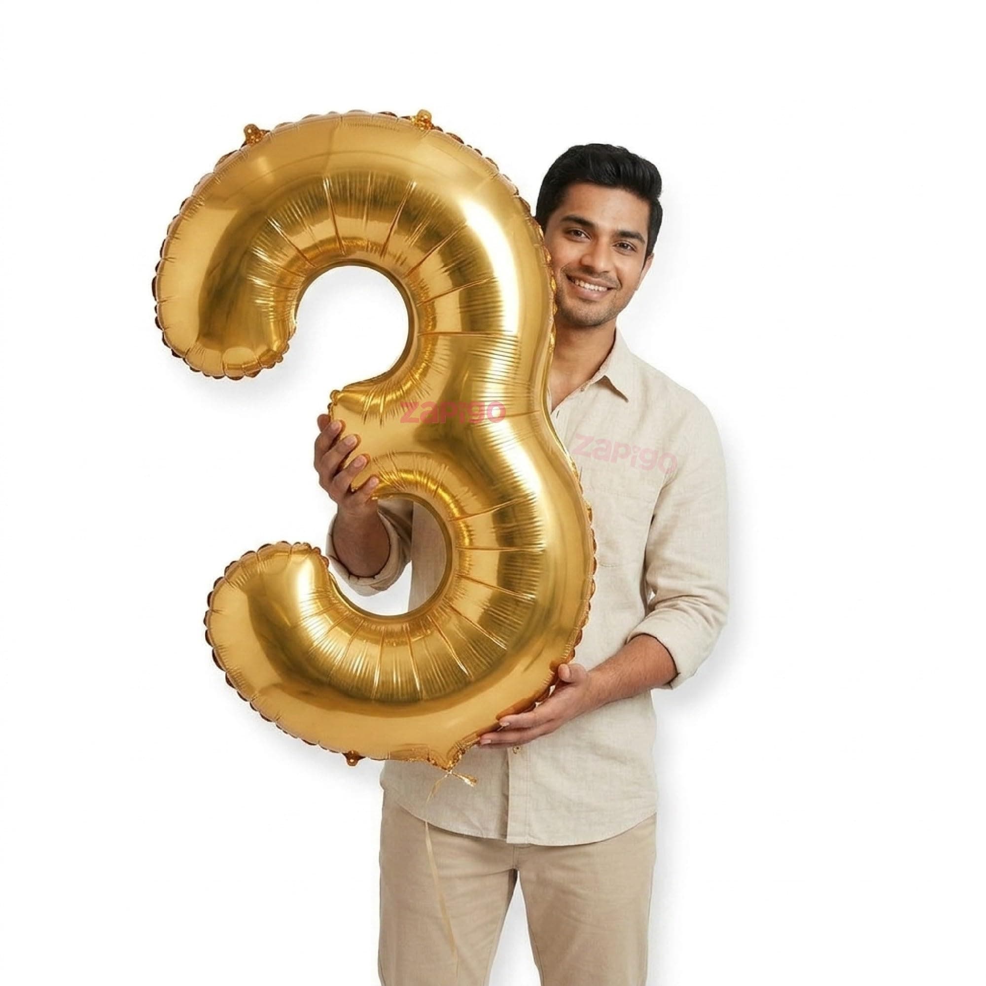 Balloonistics Gold 40-Inch Foil Number 3 Balloon - Helium or Air Fill for 3rd Birthday, Anniversary, New Year Party Decoration, Photo Booth Backdrop, Cake Table Decor thumbnail 1