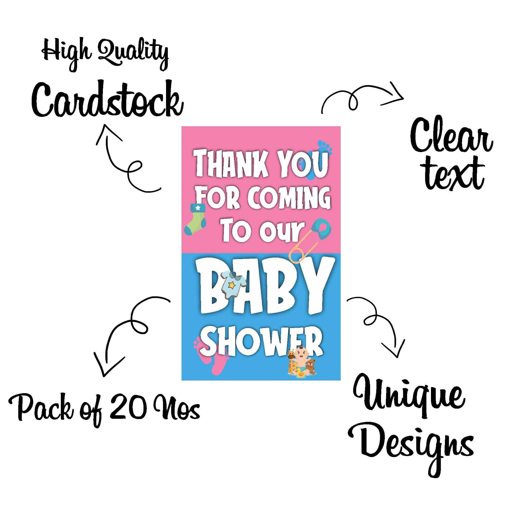 Balloonistics Baby Shower Thank You Cards - Pack of 20 Premium Matte Note Cards with Elegant Pastel Accents - ,Floral, or Nursery Theme Stationery. (Thank you Cards - Pack of 20) thumbnail 5