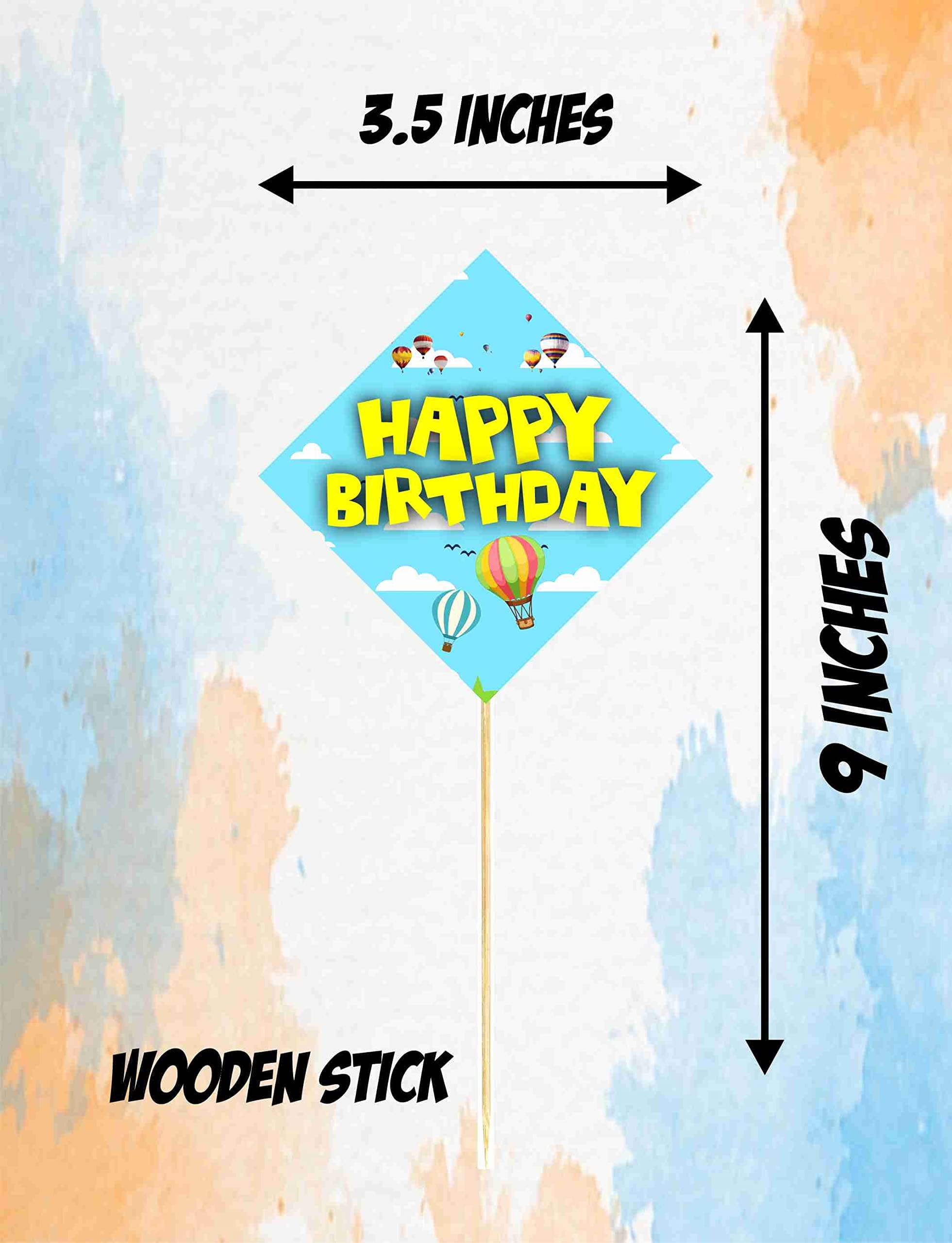 Balloonistics Hot Air Balloon Happy Birthday Cake Toppers -Up & Away Party Decorations - Premium Cardstock Pastel Sky & Cloud Figures on Bamboo Sticks (Cake Topper - Pack of 10) thumbnail 3