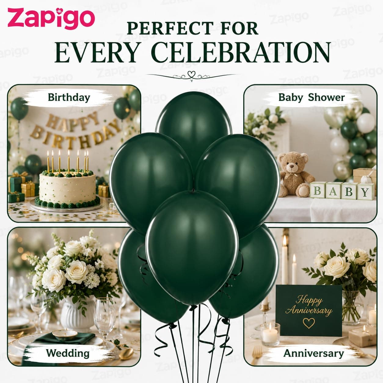 Balloonistics 25-Pack Dark Green Latex Balloons – Solid Colour Balloons for Jungle Theme, Christmas, Garden Party & Birthday Decoration thumbnail 5