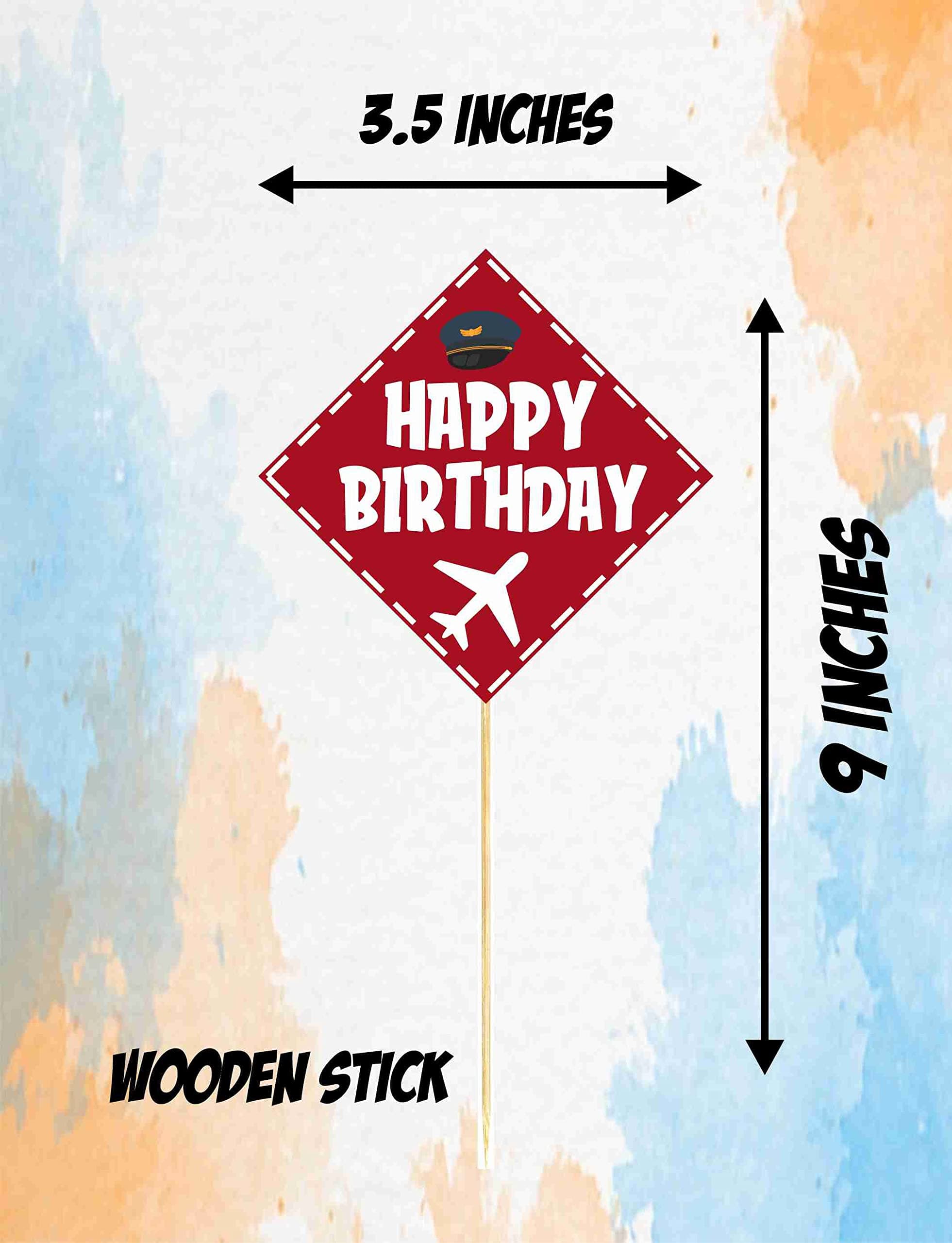 Aeroplane Theme Cake Toppers Blue & Red Cardstock Airplane Cake Decorations Pilot & Aviation Theme Party Supplies for Boys 1st Birthday, Time Flies, Cake Smash Props (Cake Topper - Pack of 10) thumbnail 3
