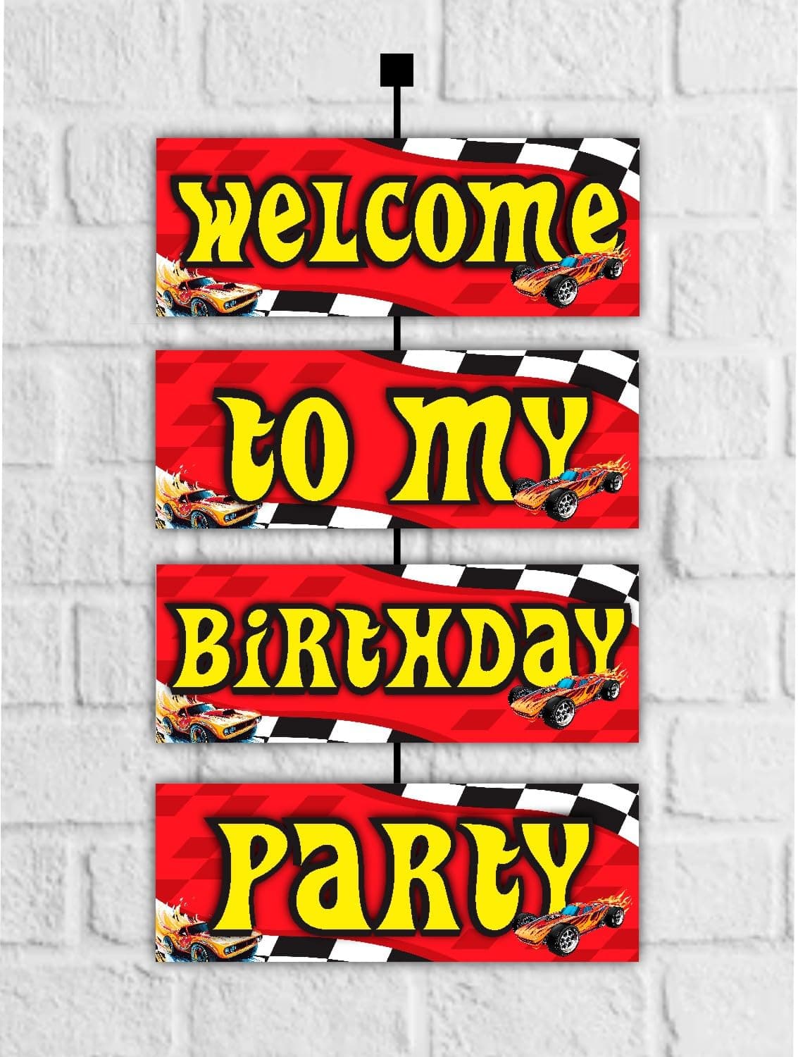 Balloonistics Hot Racing Wheels Theme Welcome Board 2.3 Feet Party Entrance Sign Premium Cardstock Decoration for Indoor & Outdoor Use (Welcome Outdoor Board) thumbnail 1