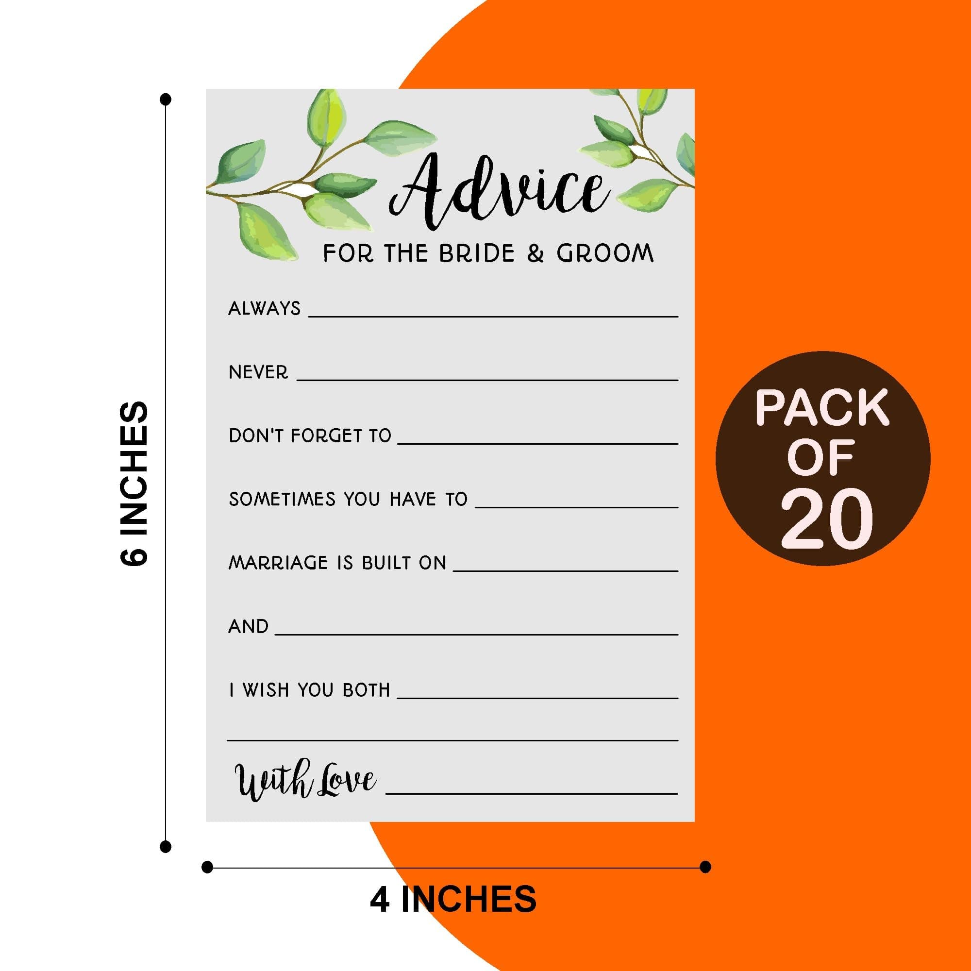 Balloonistics Wedding Advice & Wishes Cards – Pack of 20 – Elegant Botanical Greenery Design – Heartfelt Guest Activity for Bride and Groom – Premium 4x6 Inch Cardstock Engagement & Reception Supplies thumbnail 2