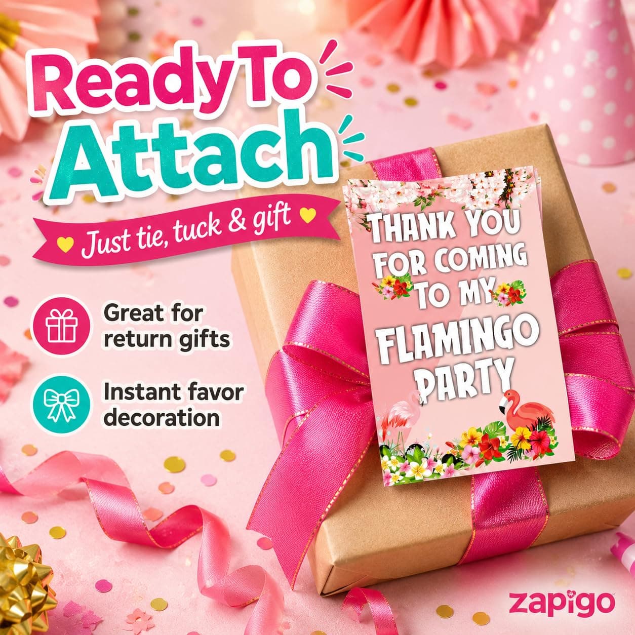 Balloonistics Flamingo Theme Thank You Cards - Pack of 20 Tropical Birthday Note Cards - Premium Cardstock "Thanks for Flamingling" Stationery, Vibrant Summer Pink & Floral Gratitude Cards (Thank you Cards - Pack of 20) thumbnail 3