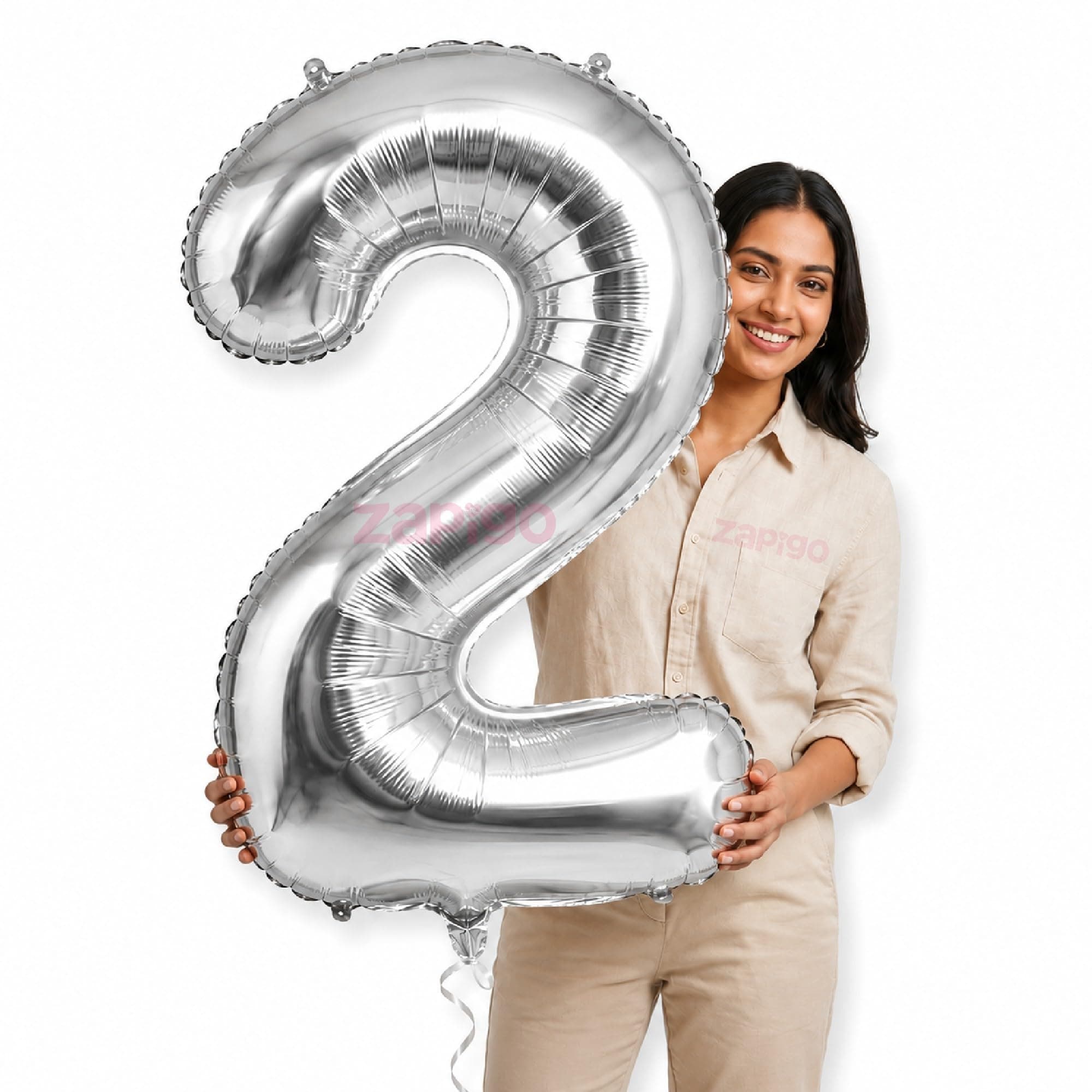Balloonistics Silver 40-Inch Foil Number 2 Balloon - Helium or Air Fill for 2nd Birthday, Anniversary, New Year Party Decoration, Photo Booth Backdrop, Cake Table Decor thumbnail 1
