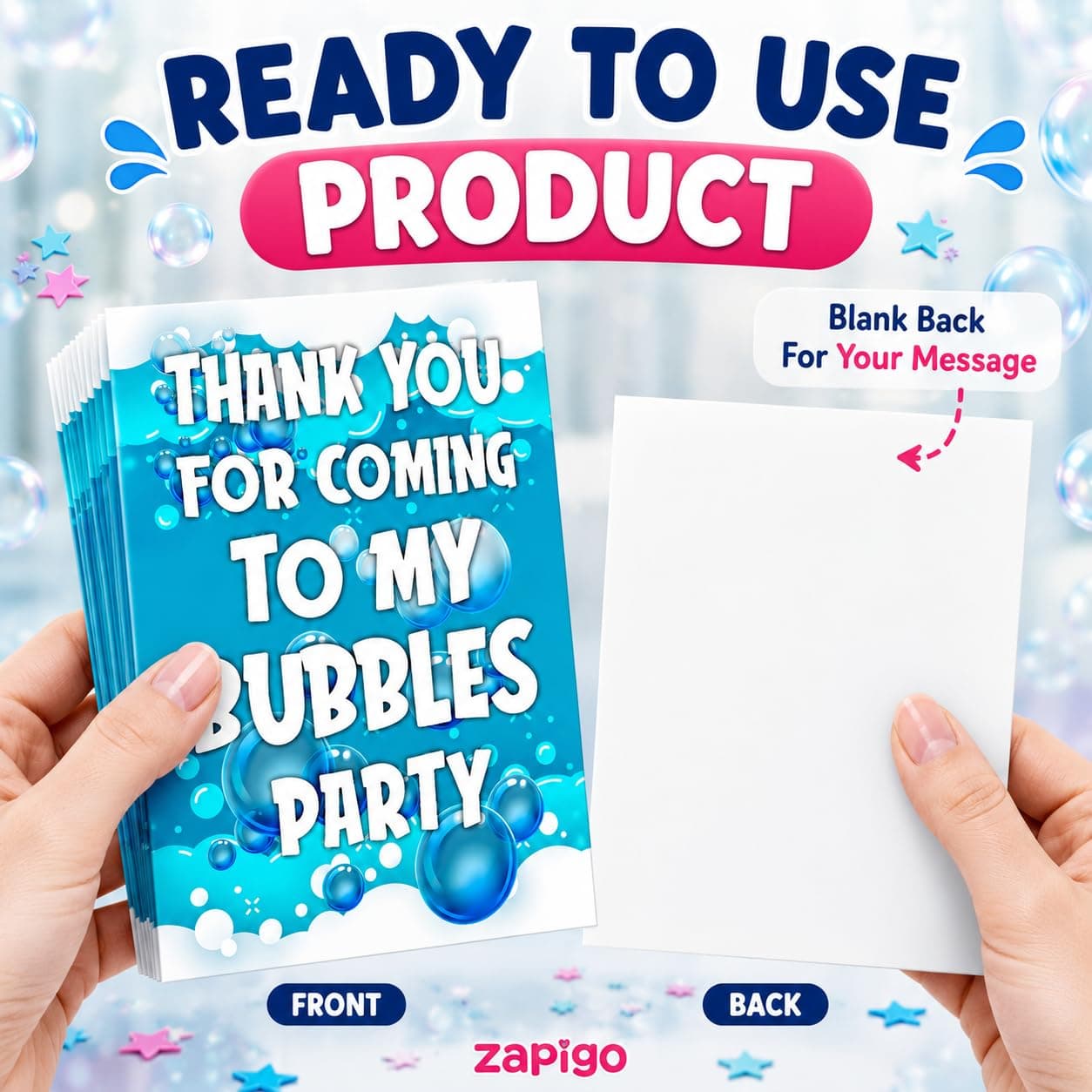 Balloonistics Bubble Theme Thank You Cards - Pack of 20 Whimsical "Pop" Party Note Cards - Premium Cardstock Double-Sided "Thanks for Popping By" Stationery, Iridescent Bubble & Blue Sky Gratitude Cards (Thank you Cards - Pack of 20) thumbnail 3