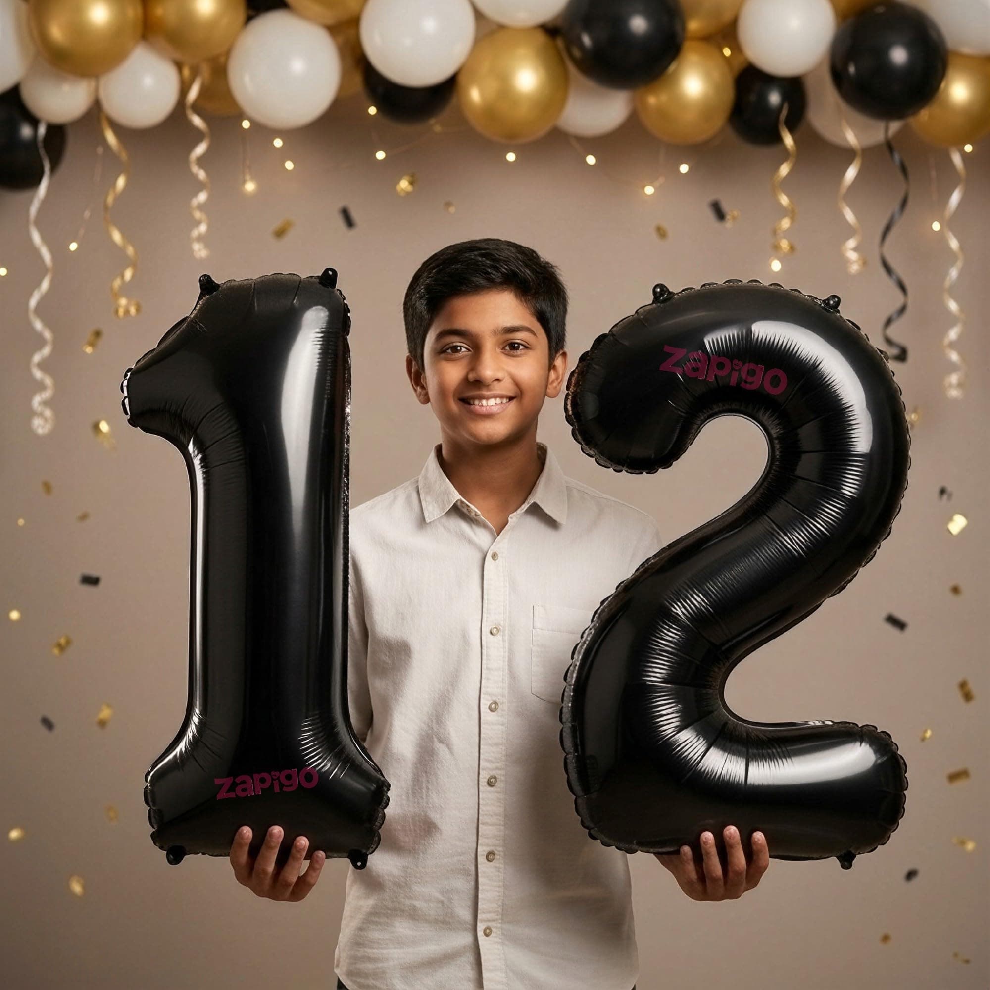 Balloonistics Black 40-Inch Foil Number 12 Balloon - Helium or Air Fill for 12th Birthday, Anniversary Party Decoration, Photo Booth Backdrop, Cake Table Decor thumbnail 1