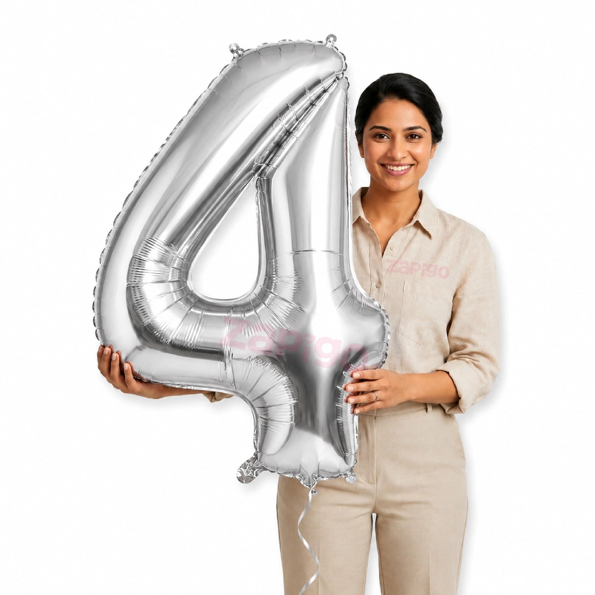 Balloonistics Silver 40-Inch Foil Number 4 Balloon - Fill with Helium or Air for 4th Birthday, Anniversary Party Decoration, Photo Booth Backdrop, Cake Table Decor thumbnail 1
