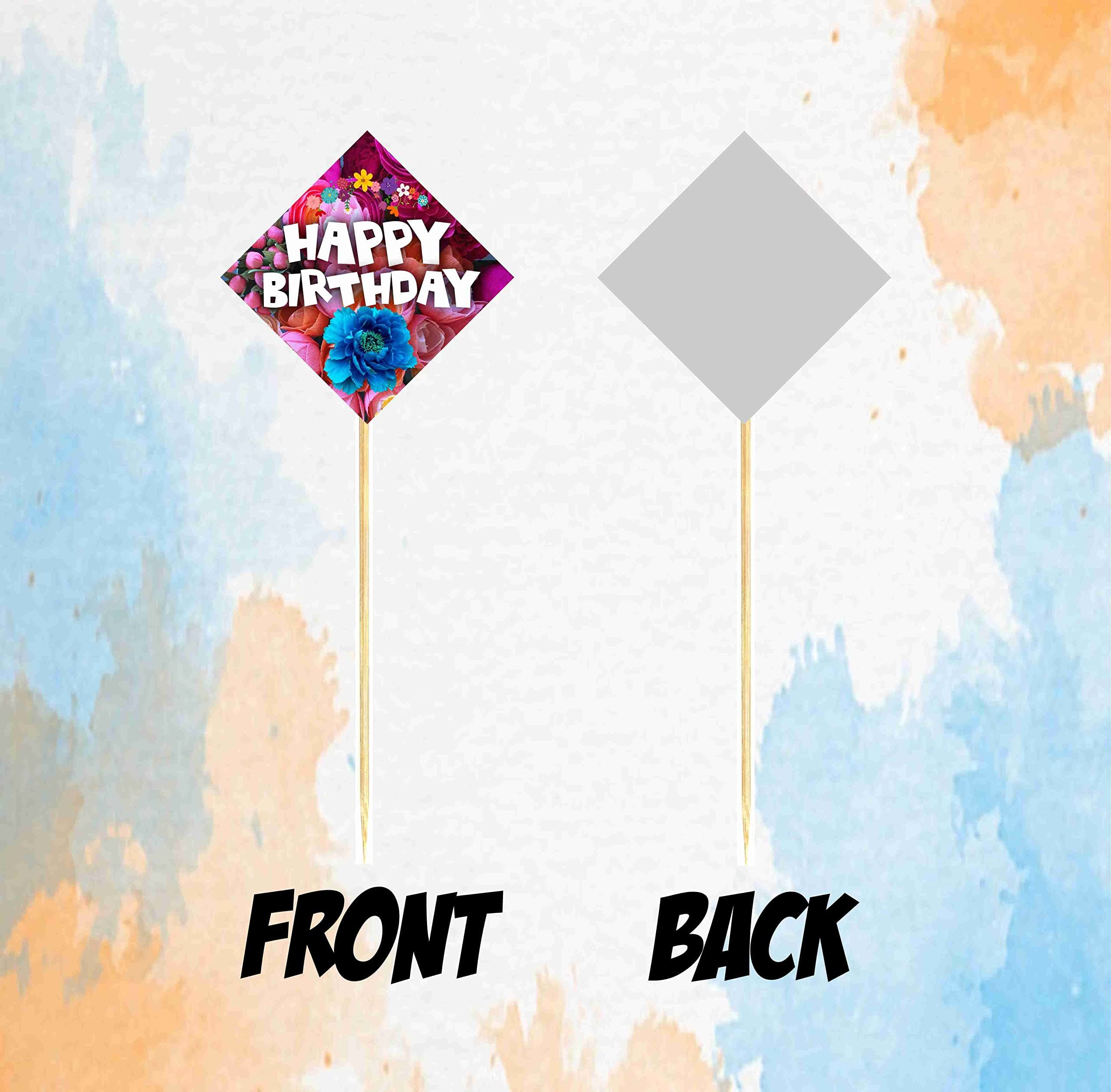 Balloonistics Floral Theme Happy Birthday Cake Toppers (Pack of 10) - Botanical Flower & Leaf Cake Decorations - Premium Cardstock Dessert Picks with Bamboo Sticks for Girls' Birthdays (Cake Topper - Pack of 10) thumbnail 4