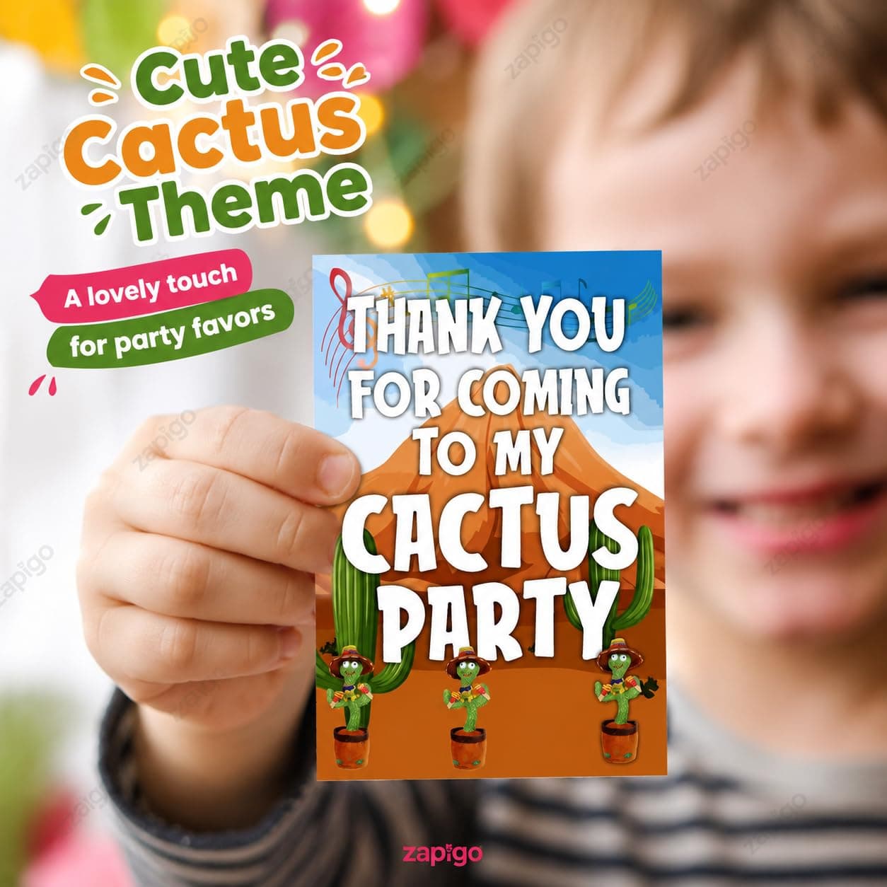 Balloonistics Talking Cactus Birthday Thank You Cards - Pack of 20 Premium Cardstock Notes - Dancing Cactus Theme Party Supplies, Desert Fiesta "Stay Sharp" Appreciation Cards, Mimicking Plant Party Favors (Thank you Cards - Pack of 20) thumbnail 8
