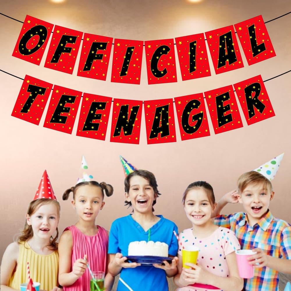 Balloonistics Official Teenager Happy Birthday Banner – Bold Black & Gold Bunting – Premium Cardstock 13th Birthday Party Decorations for Boys & Girls thumbnail 3