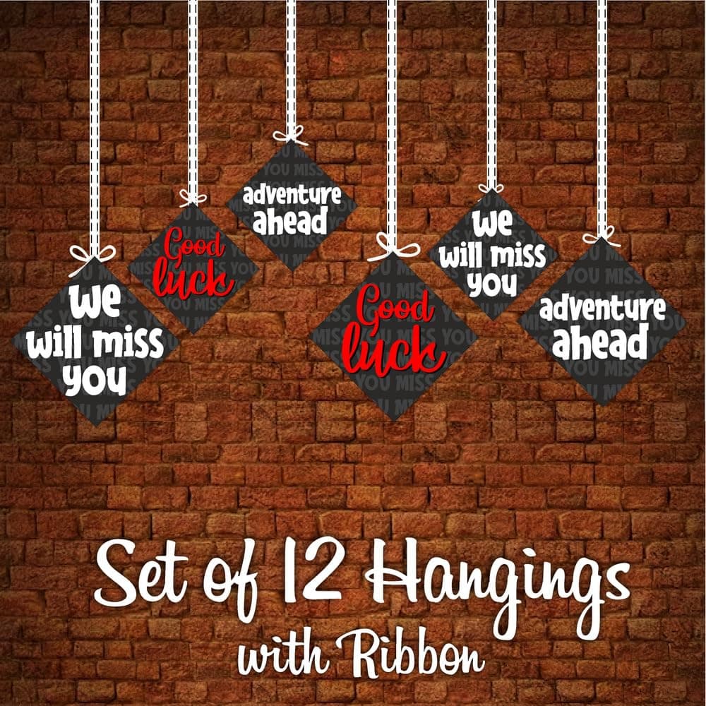 Balloonistics We Will Miss You Hanging Decorations - Pack of 12 Double-Sided Cardstock Cutouts with Satin Ribbons - Elegant Farewell, Retirement & Going Away Party Decor - 2-Sided High-Definition Print(Hangings - Pack of 12) thumbnail 5