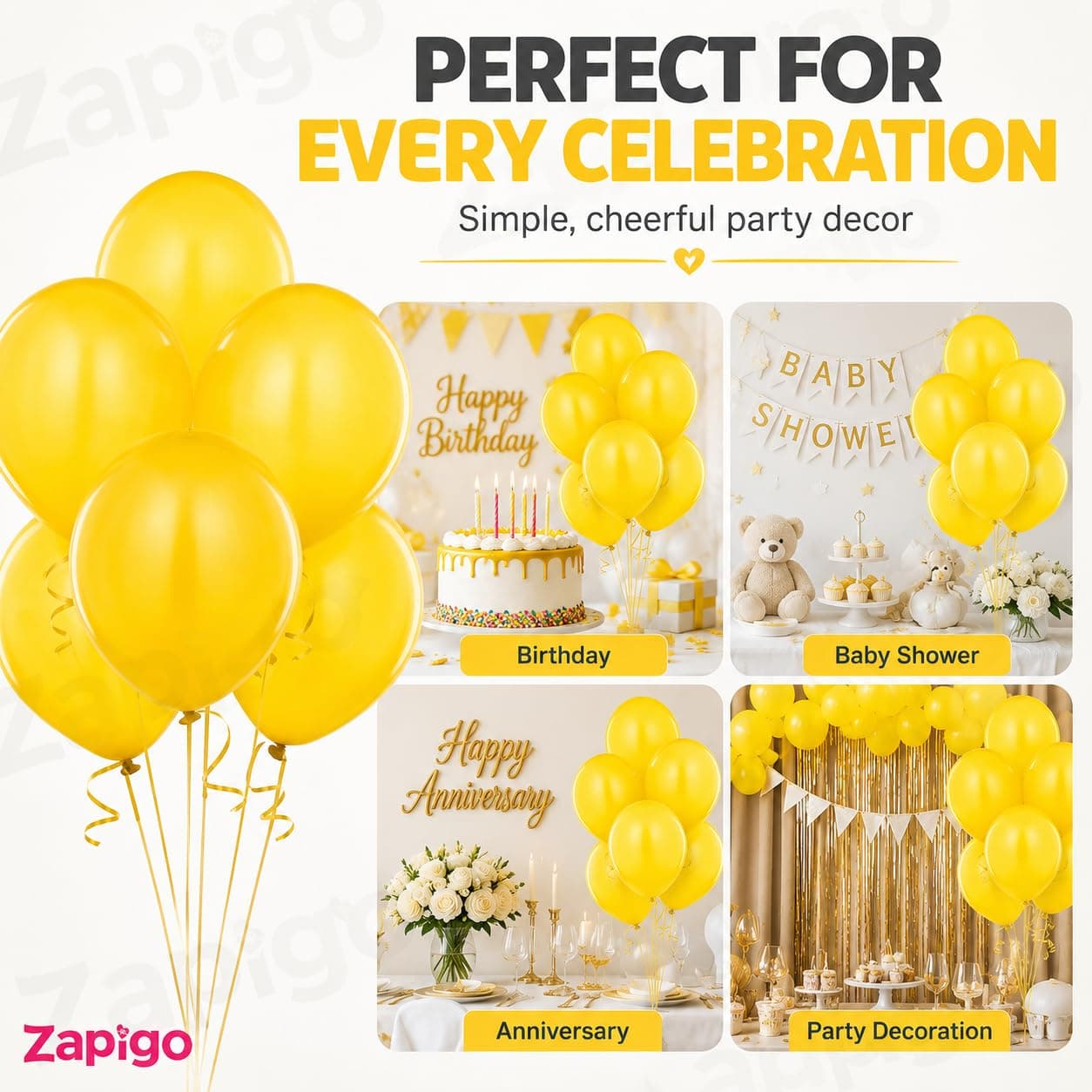 Balloonistics 10 Inch (Pack Of 50) Balloons for Birthday Decoration, Decoration for Weddings, Engagement, Baby Shower, 1st Birthday, Anniversary Party, Birthday Party supplies (Yellow) thumbnail 5