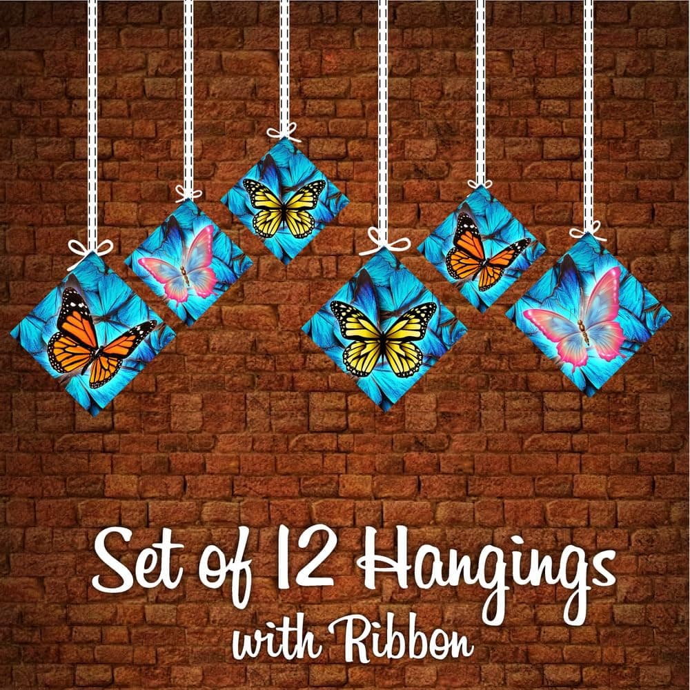 Balloonistics Butterfly Theme Birthday Hanging Decorations - Pack of 12 Double-Sided Cardstock Cutouts - Pink, Gold & Purple Enchanted Garden Party Decor, Whimsical Butterfly Ceiling Hangings (Hangings - Pack of 12) thumbnail 5