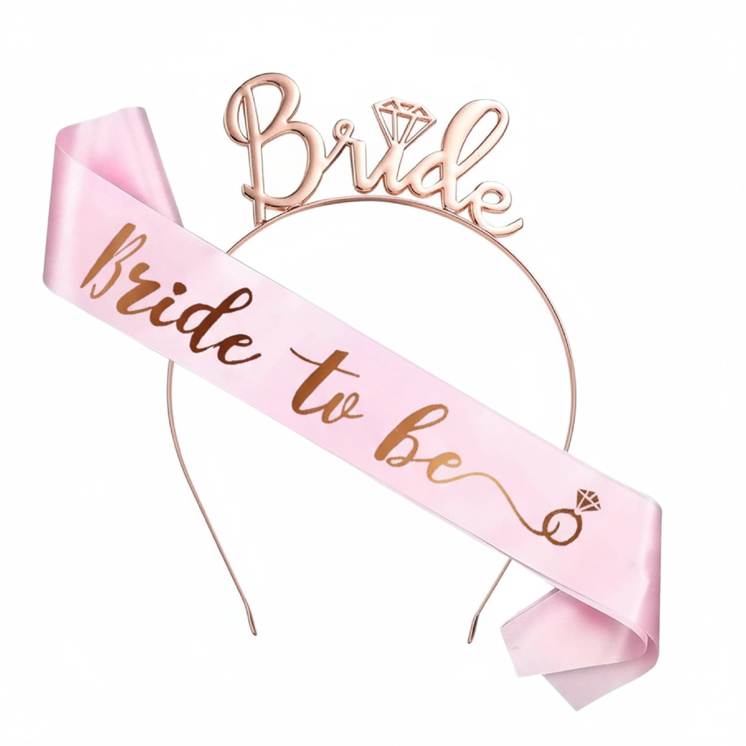 Balloonistics Bride to Be Decoration Kit – 2 Pcs Tiara & Pink Satin Sash – Premium Bridal Shower Props & Bachelorette Party Accessories thumbnail 1