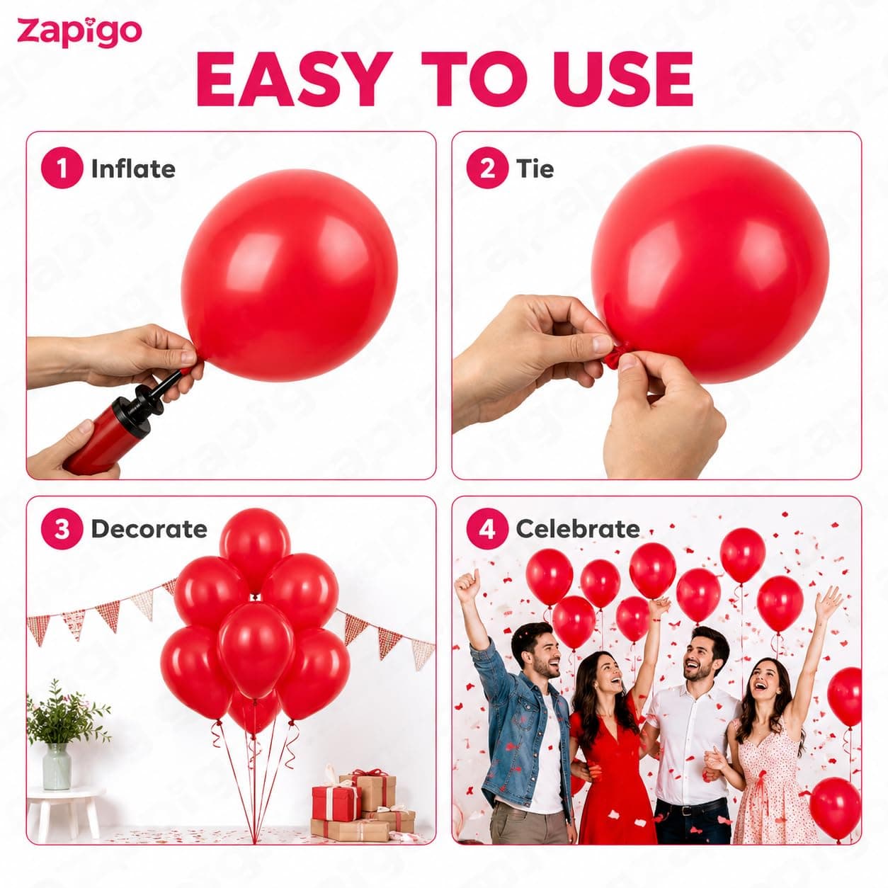 Balloonistics 10 Inch (Pack Of 50) Balloons for Birthday Decoration, Decoration for Weddings, Engagement, Baby Shower, 1st Birthday, Anniversary Party, Birthday Party supplies (Red) thumbnail 7