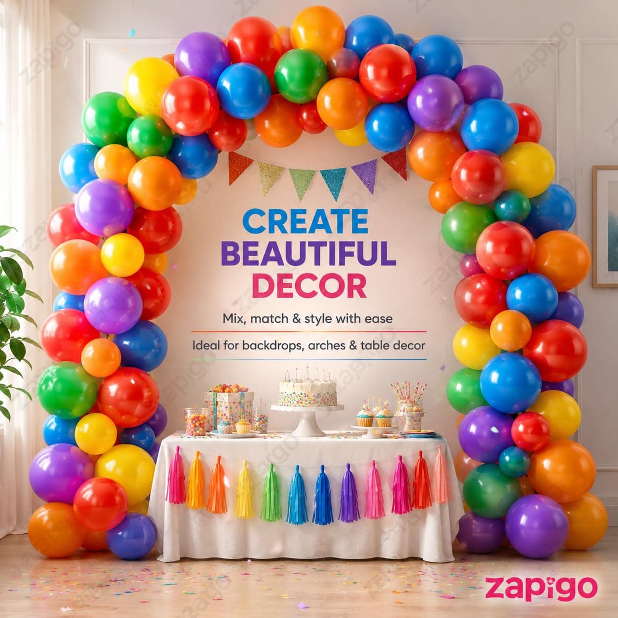 Balloonistics Jumbo Multi-Colour Latex Balloons – Pack of 70 Large Party Balloons for Birthday & Celebration Decorations thumbnail 6