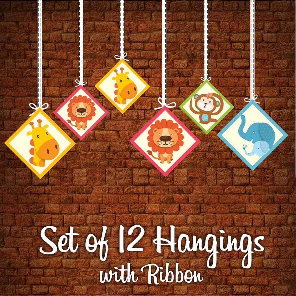 Balloonistics Jungle Animals Hanging Decorations Double-Sided Cardstock Party Ceiling Decor Birthday Backdrop, Zoo Animal Decor for Boys & Girls (Hangings - Pack of 12) thumbnail 5