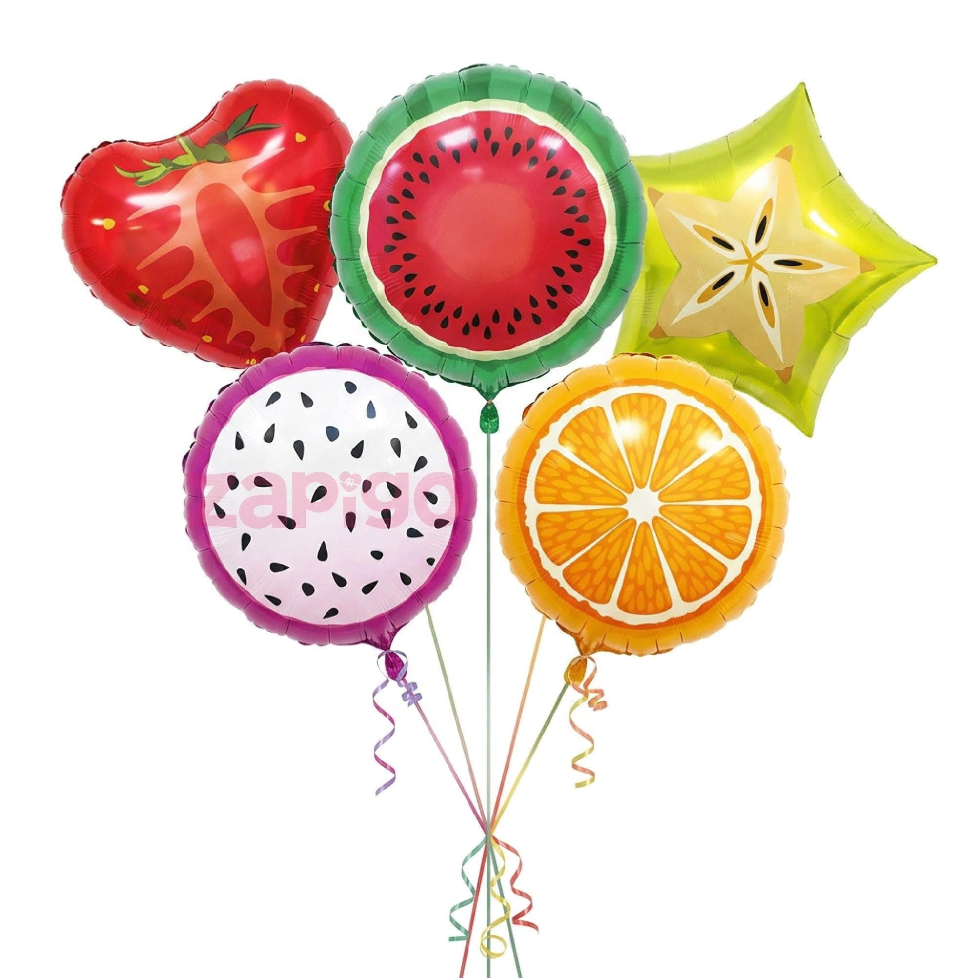 Balloonistics Fruits Theme Happy Birthday Balloon Bouquet Pack Of 5 thumbnail 1