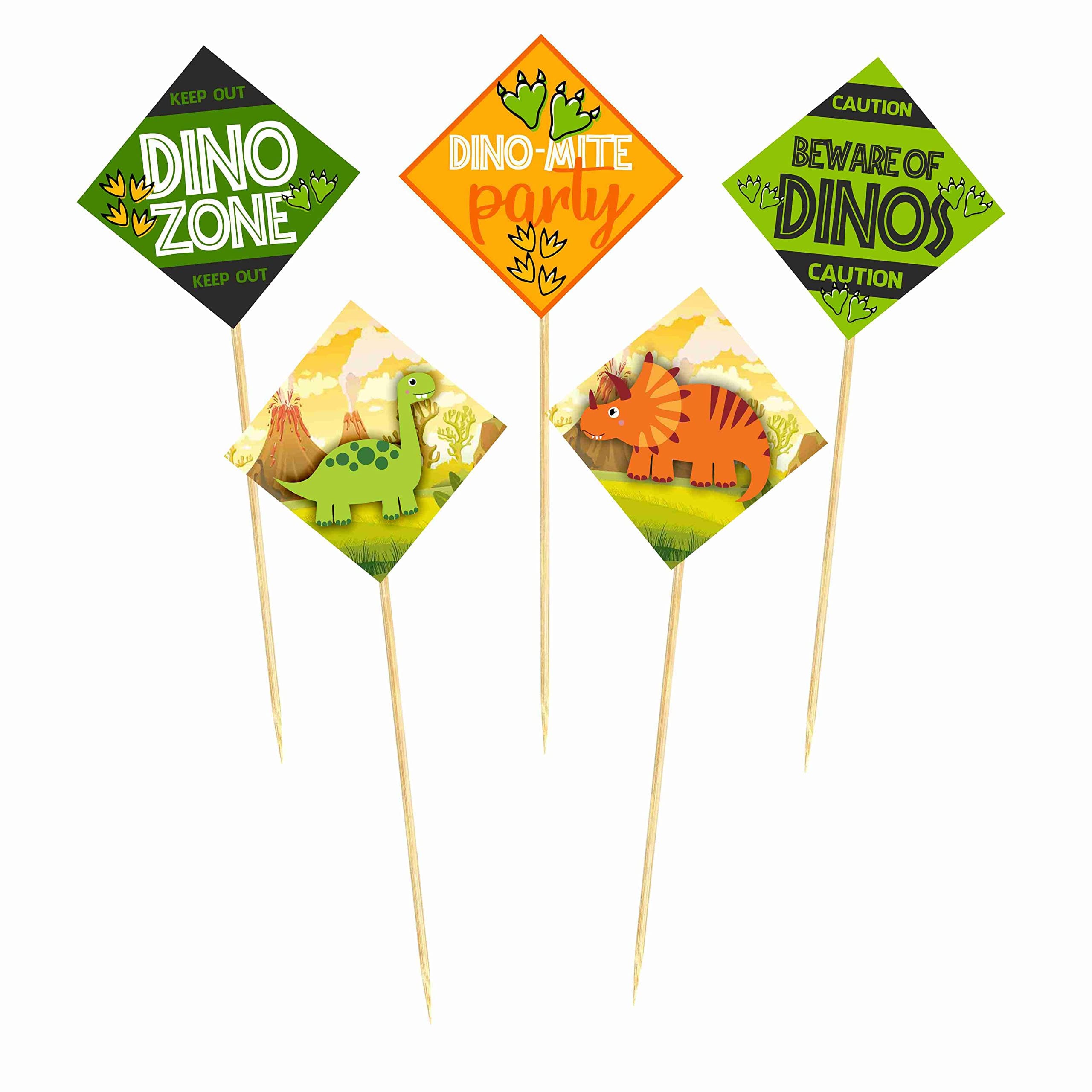 Balloonistics Dinosaur Theme Cake Topper Set Premium Cardstock Dino Theme Cake Decorations with Bamboo Sticks Party Supplies for Kids Birthday (Cake Topper - Pack of 10) thumbnail 2