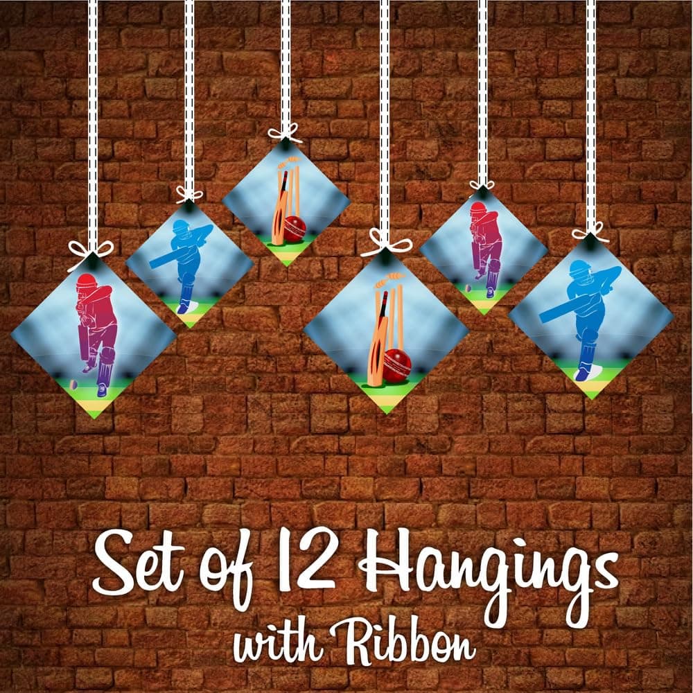 Balloonistics Cricket Theme Hanging Decorations Double-Sided Cardstock Party Hangings with Ribbons Sporty Cricket Party Supplies for Birthday (Hangings - Pack of 12) thumbnail 5
