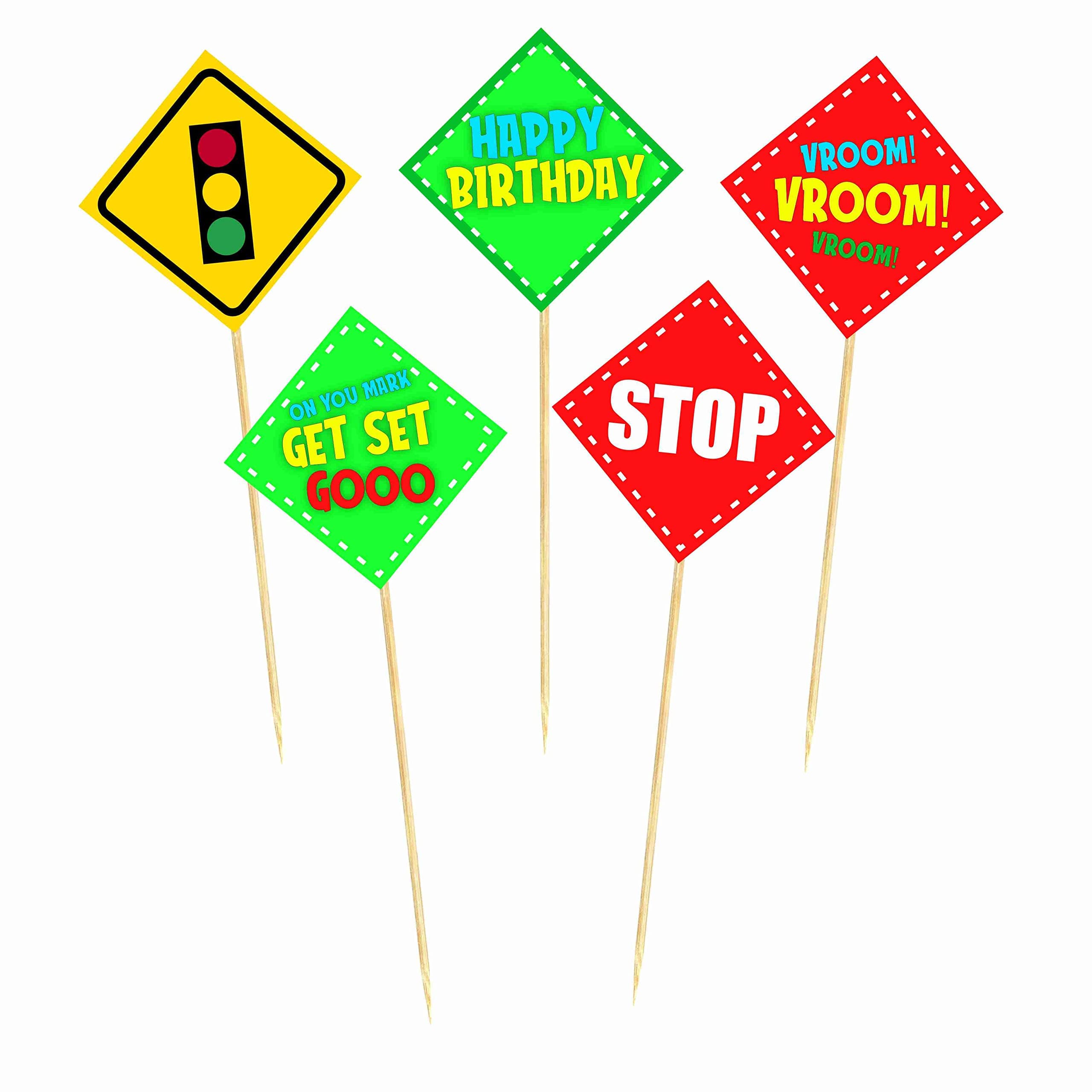 Balloonistics Transport Theme Cake Topper with Bamboo Sticks Premium Cardstock Cake Decorations Birthday Party Supplies for Kids (Cake Topper - Pack of 10) thumbnail 2