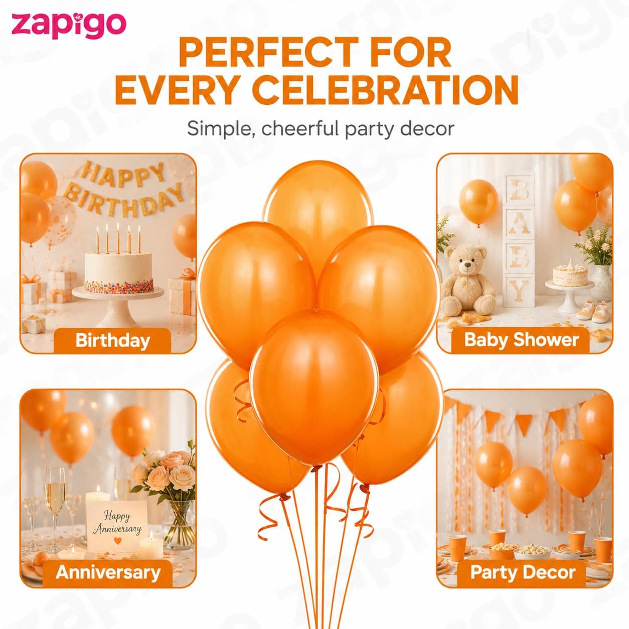 Balloonistics 25-Pack Orange Latex Balloons – Solid Colour Balloons for Birthday, Halloween, Tropical Theme & Cheerful Party Decoration thumbnail 5