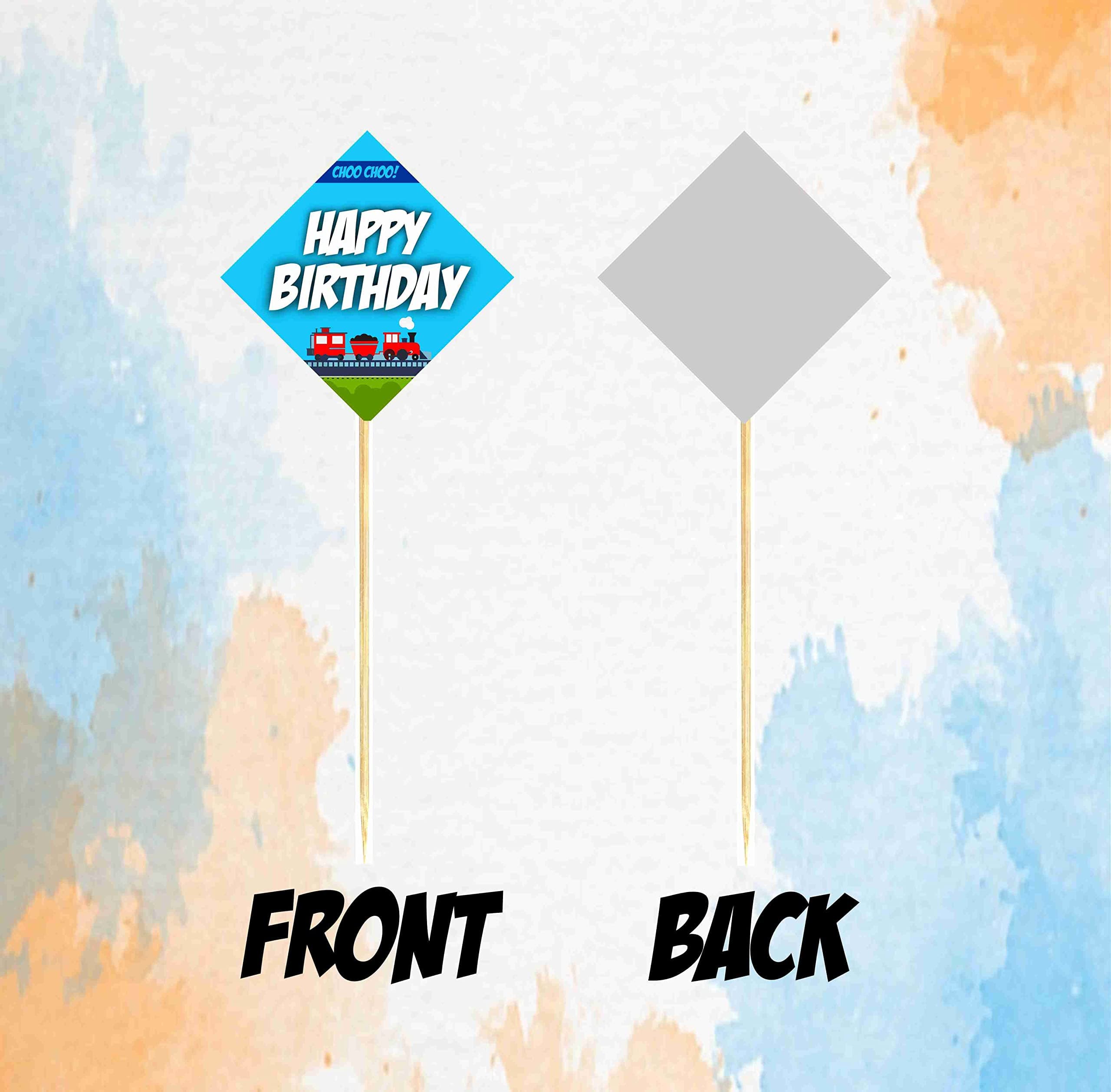 Balloonistics Train Birthday Theme Cake Topper Premium Cardstock Decorations with Bamboo Sticks Steam Engine Rail Birthday Party Supplies for Kids (Cake Topper - Pack of 10) thumbnail 4