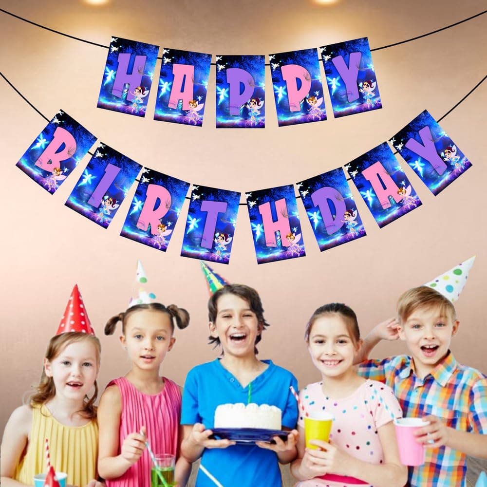 Balloonistics Fairy Theme Happy Birthday Banner - "Enchanted Forest" Floral Bunting - Premium Cardstock Magical Pixie & Garden Bloom Decoration with Ribbons, Whimsical Tea Party & Birthday Backdrop (Happy Birthday Banner) thumbnail 3