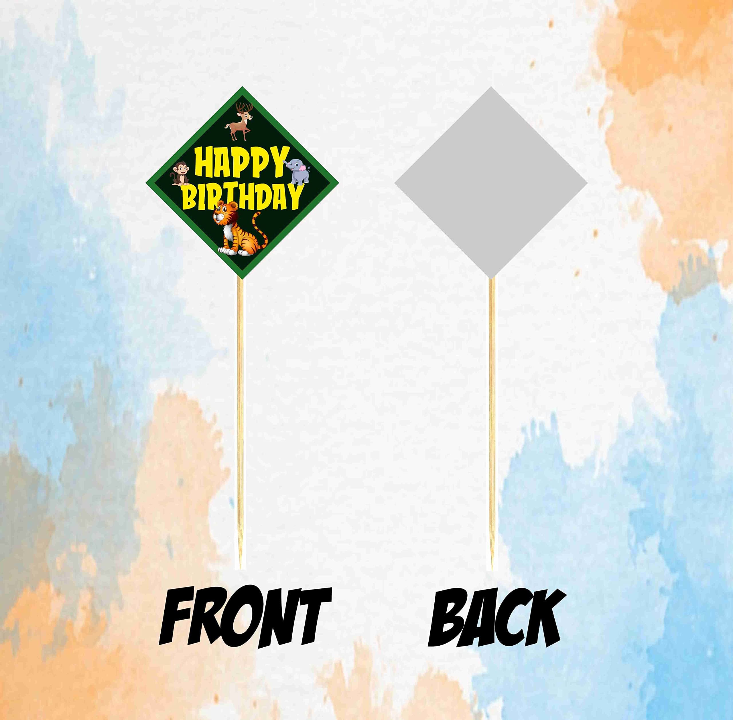Balloonistics Jungle Animals Cake Toppers Cardstock Cake Decorations Birthday Party Supplies, Zoo Animal Decor for Boys & Girls (Cake Topper - Pack of 10) thumbnail 4