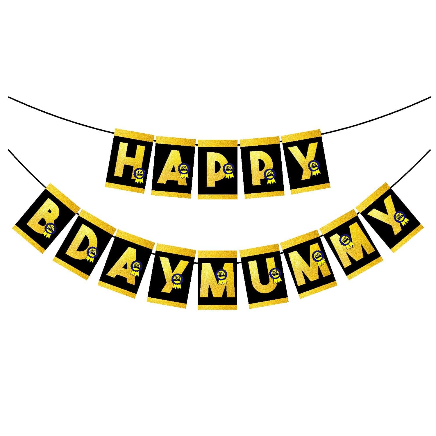 Balloonistics Happy Birthday Mom Banner Premium Cardstock Multicolor Birthday Decorations for Mom Elegant Party Backdrop with Ribbon for Mother’s Birthday (Happy Birthday Mom Banner)
