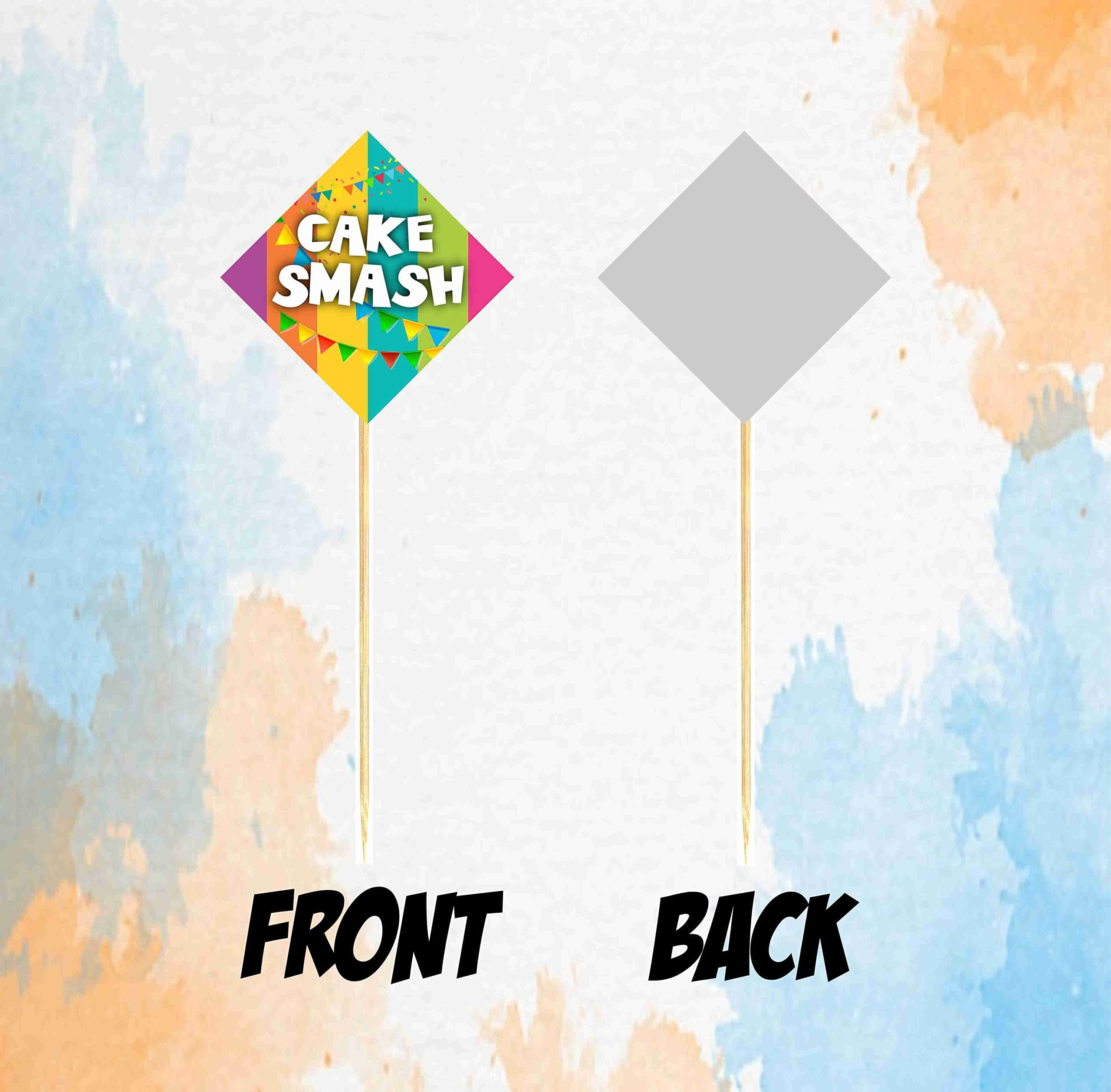 Balloonistics Cake Smash Theme Birthday Cake Topper Set Premium Cardstock Decorations for Birthdays & Party Includes Bamboo Sticks (Cake Topper - Pack of 10) thumbnail 4